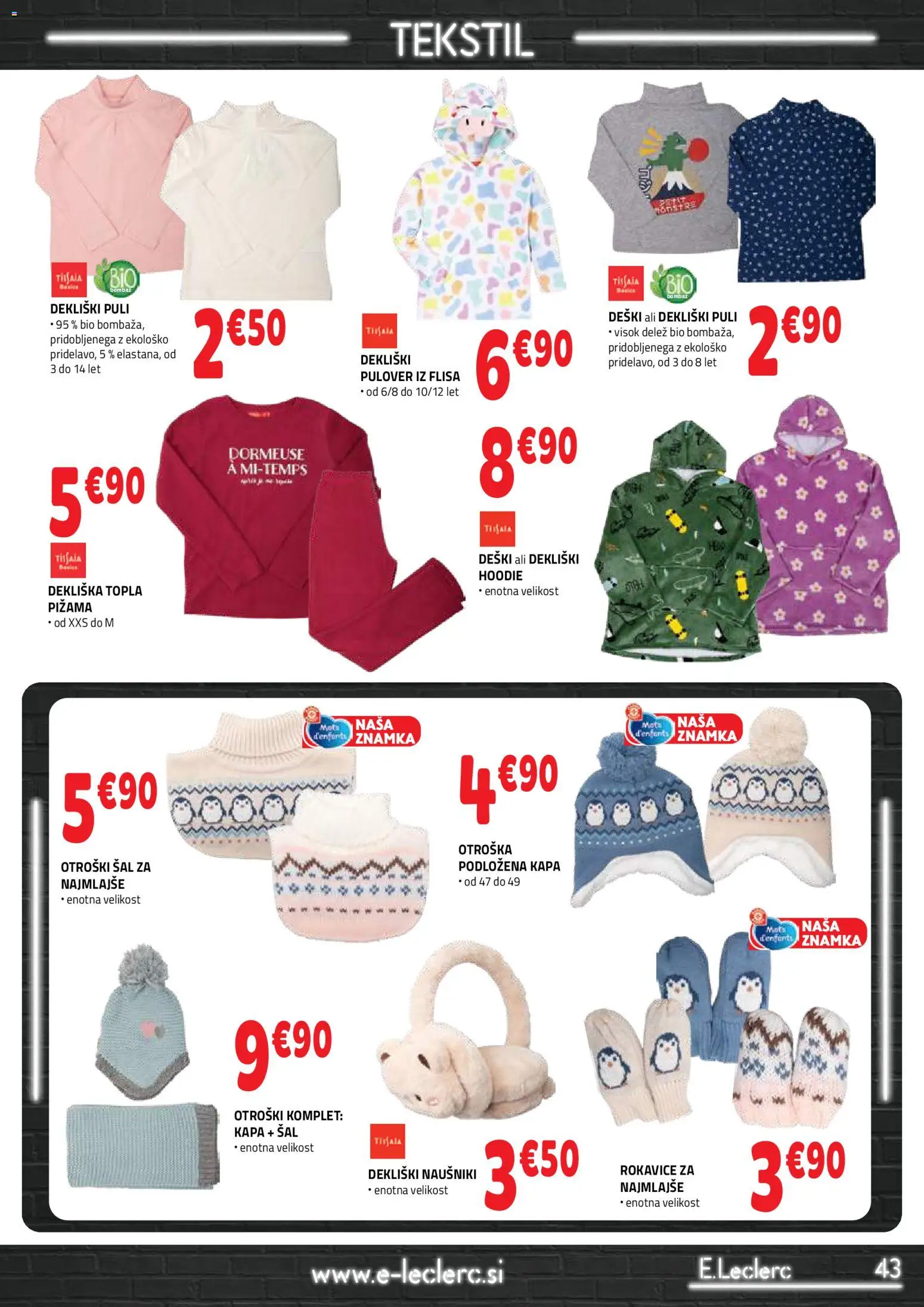 Novi E.leclerc katalog ponudbe – veljaven od 07.01.2026 | Stran: 43 | Izdelki: Pižama, Pulover, Naušniki, Rokavice