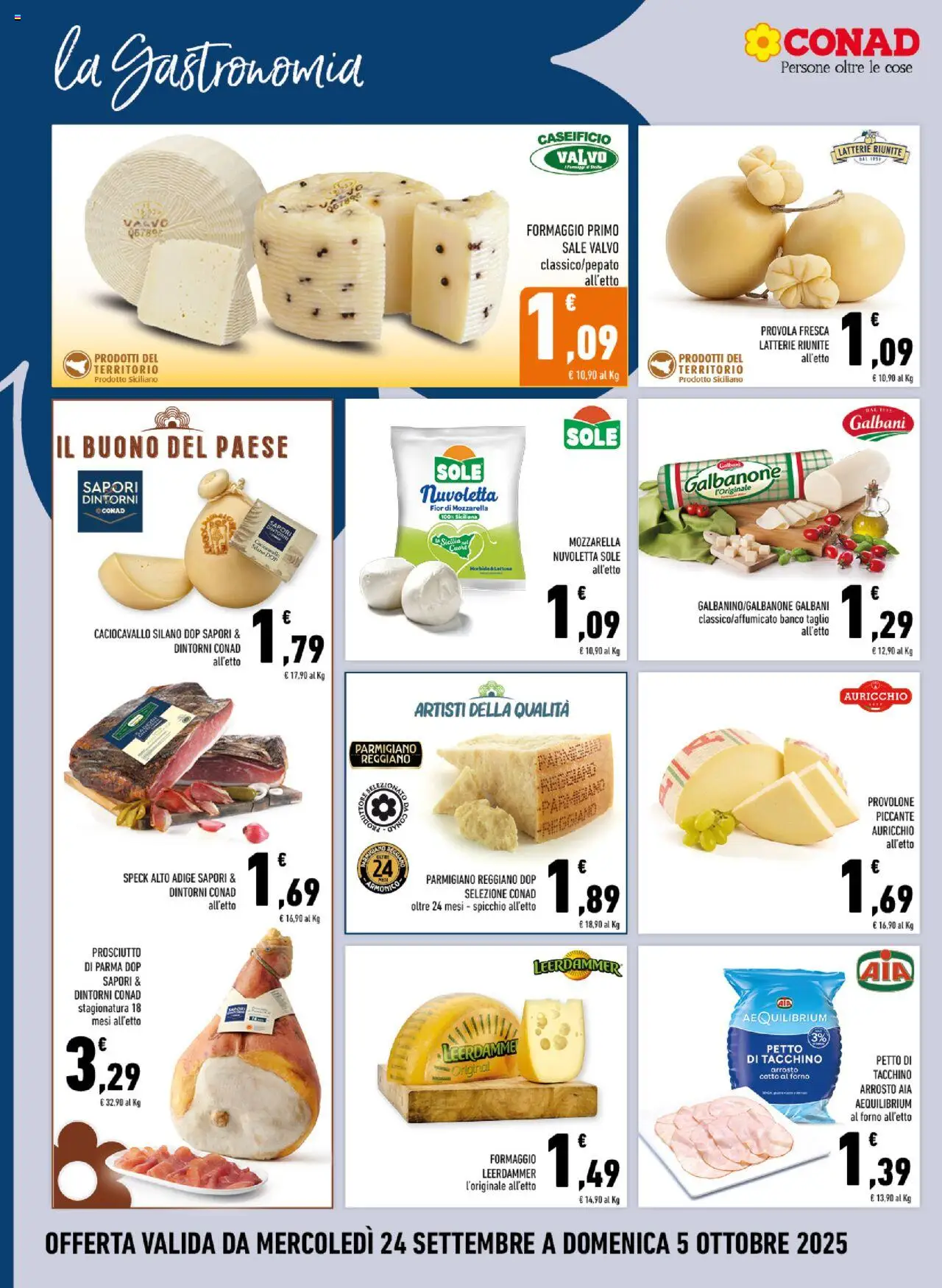 Volantino Conad del 24.09.2025 | Pagina: 6 | Prodotti: Mozzarella, Formaggio, Prosciutto, Provola