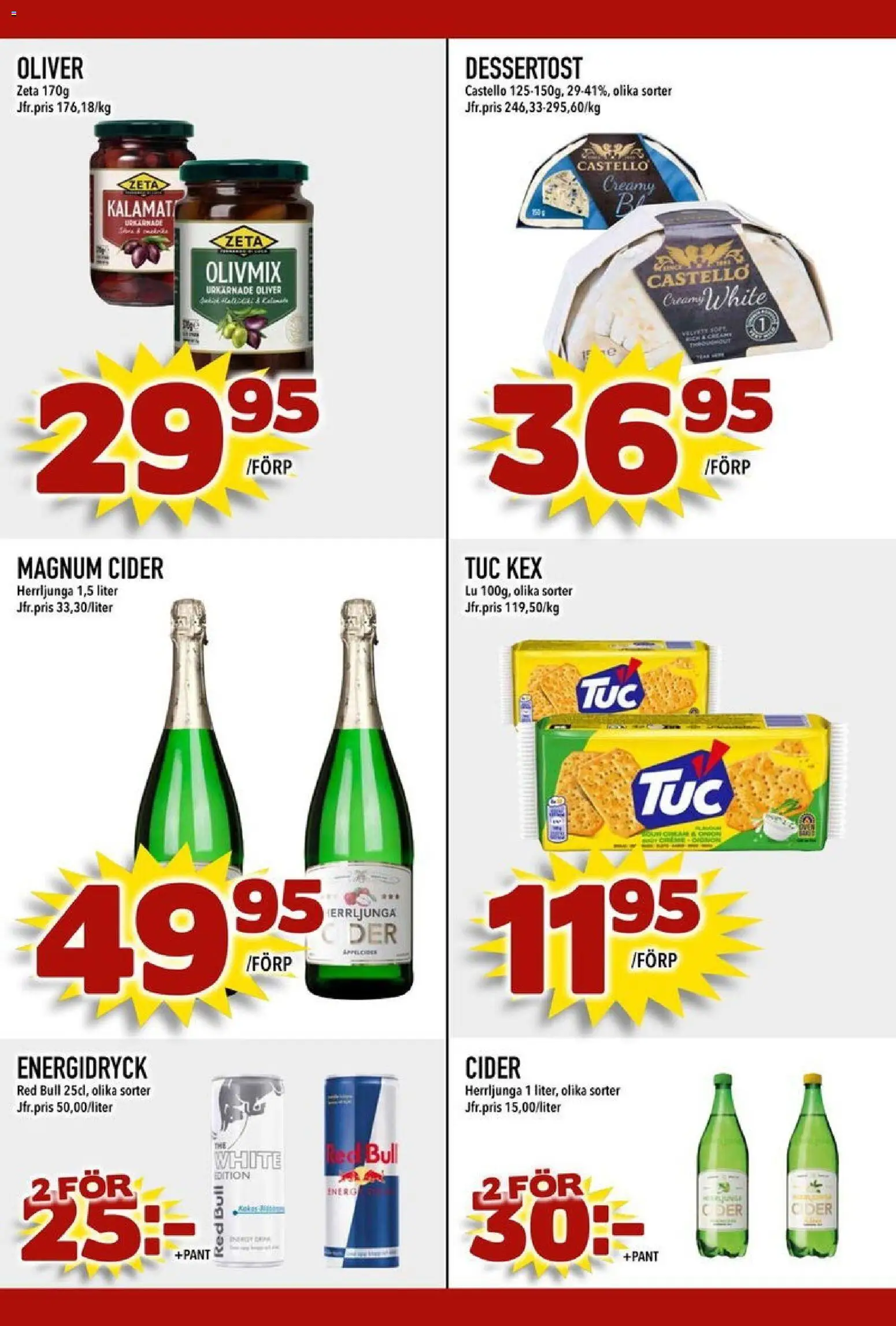 Din Mat reklamblad aktuell från 22.12.2025 | Sida: 8 | Produkter: Red bull, Oliver, Energidryck, Cider