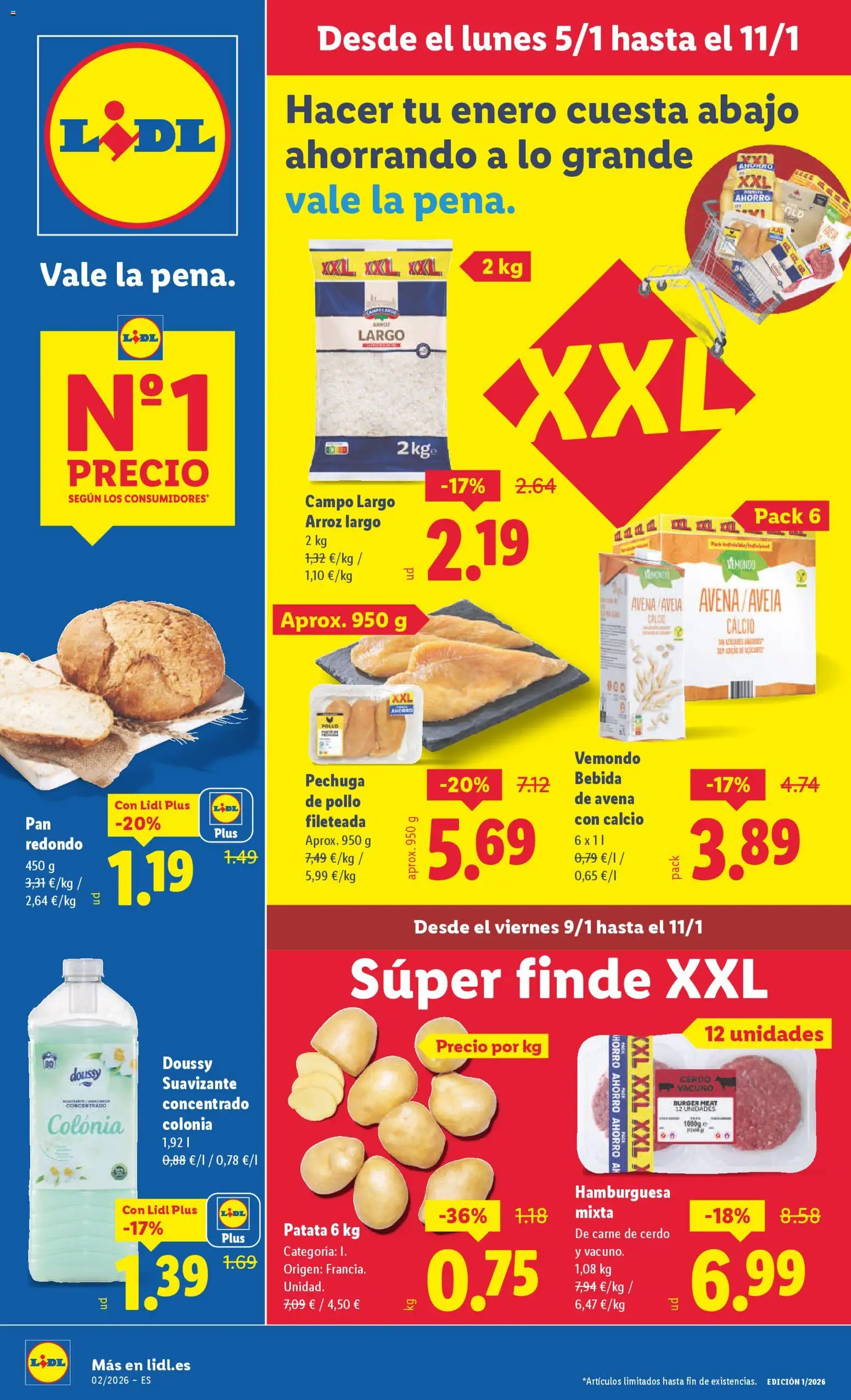 Lidl folleto │ válido desde el 05.01.2026 | Página: 1 | Productos: Pechuga de pollo fileteada, Cerdo, Bebida de avena, Σοκολατούχο γάλα
