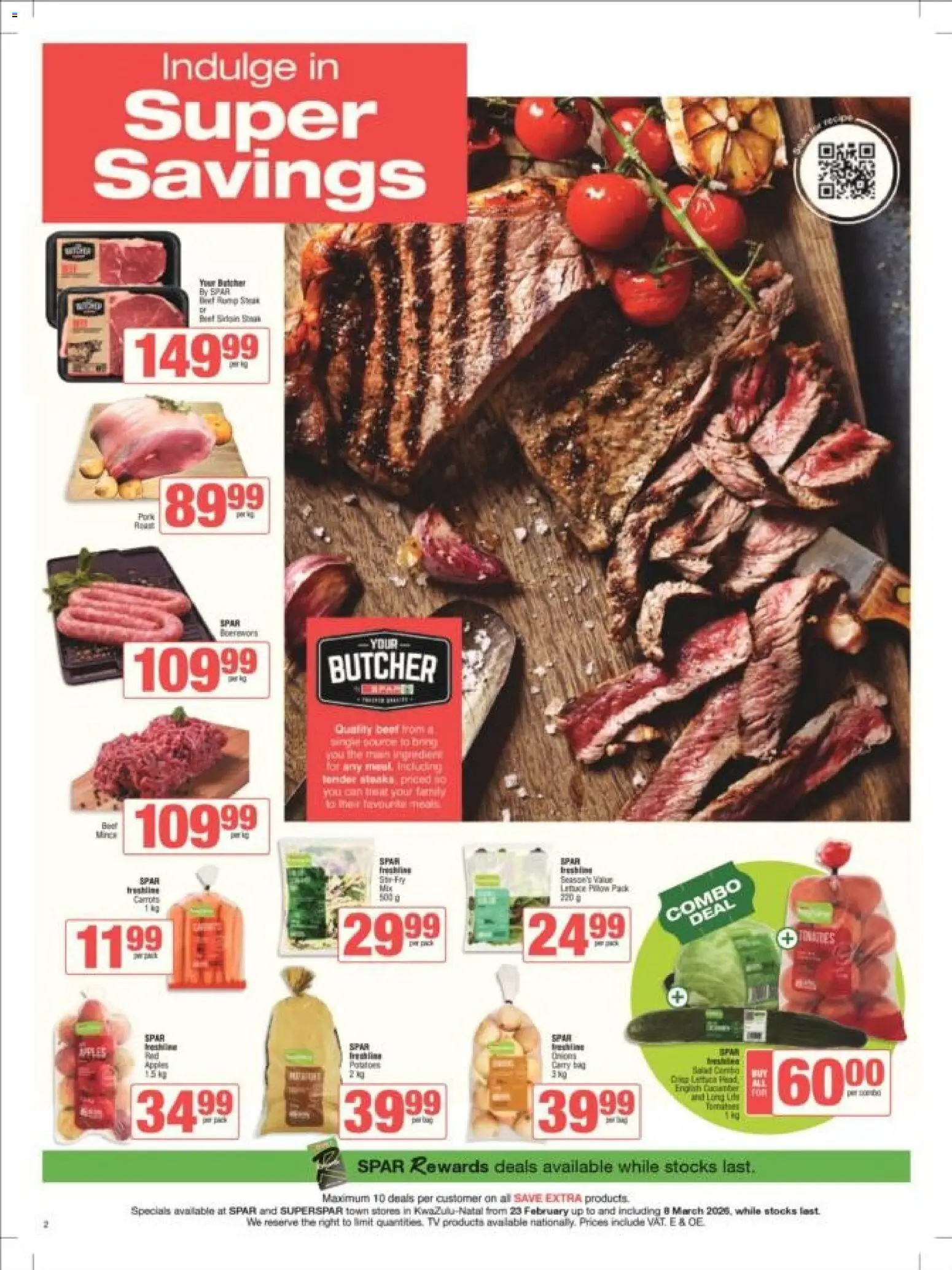 New Superspar catalogue – valid from 23.02.2026 | Page: 2 | Products: Bag, TV, Pork, Tomatoes