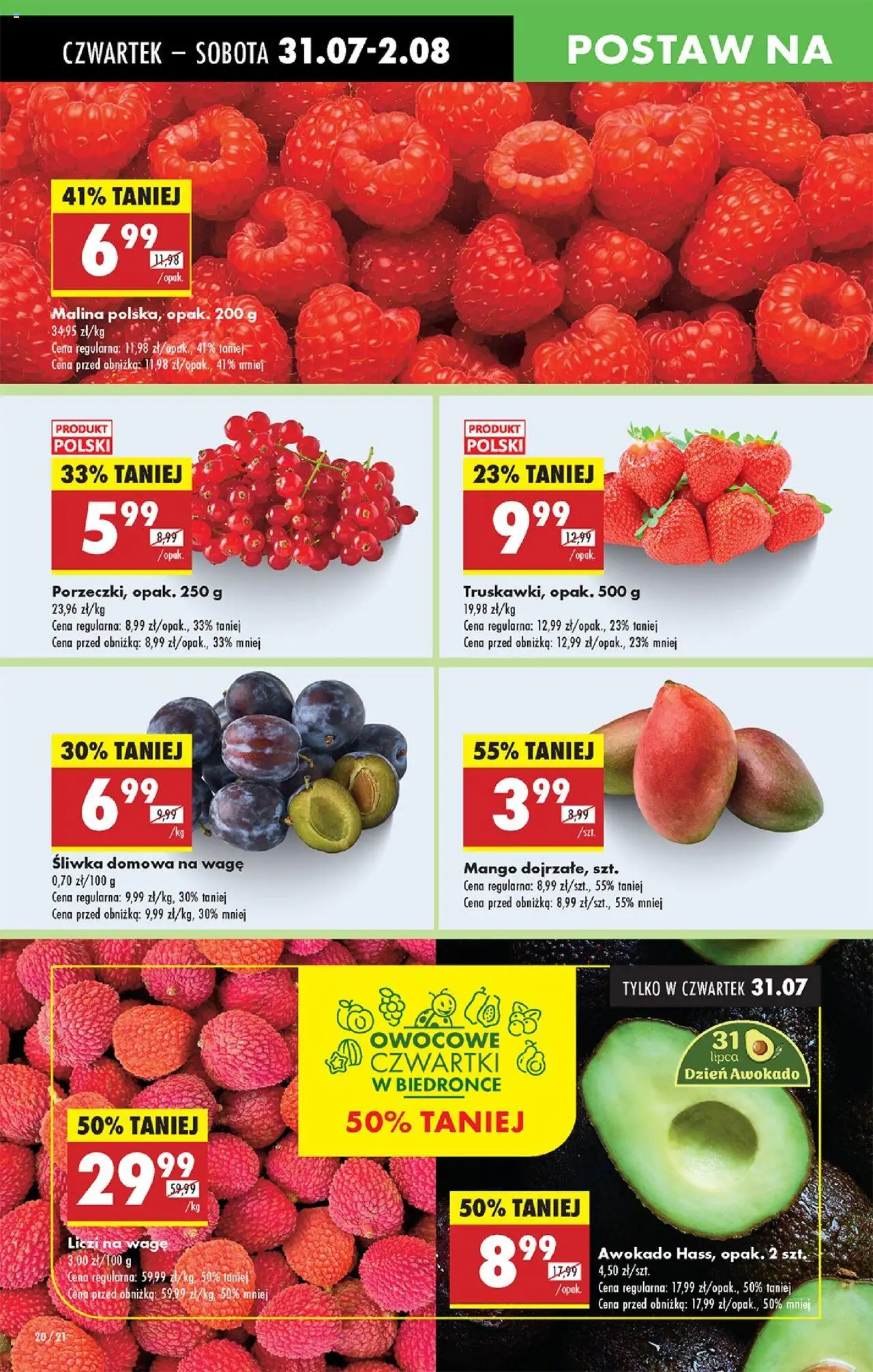 Biedronka gazetka - Oferta W tym tygodniu od 31.07.2025 | Strona: 28 | Produkty: Mango, Malina, Awokado