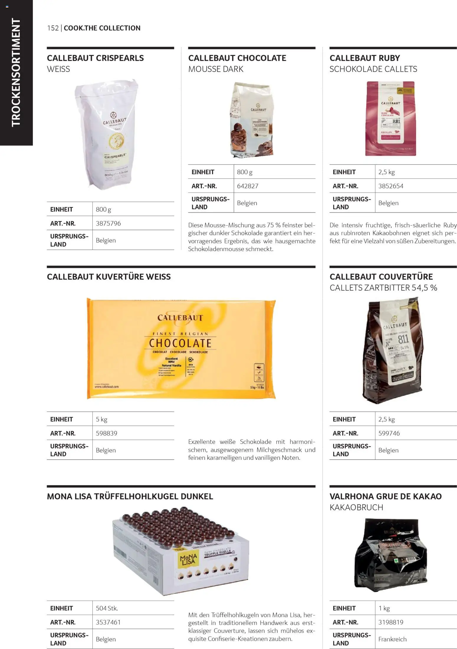 Transgourmet Cook Look-Book gültig ab 08.04.2026 | Seite: 152 | Produkte: Schokolade