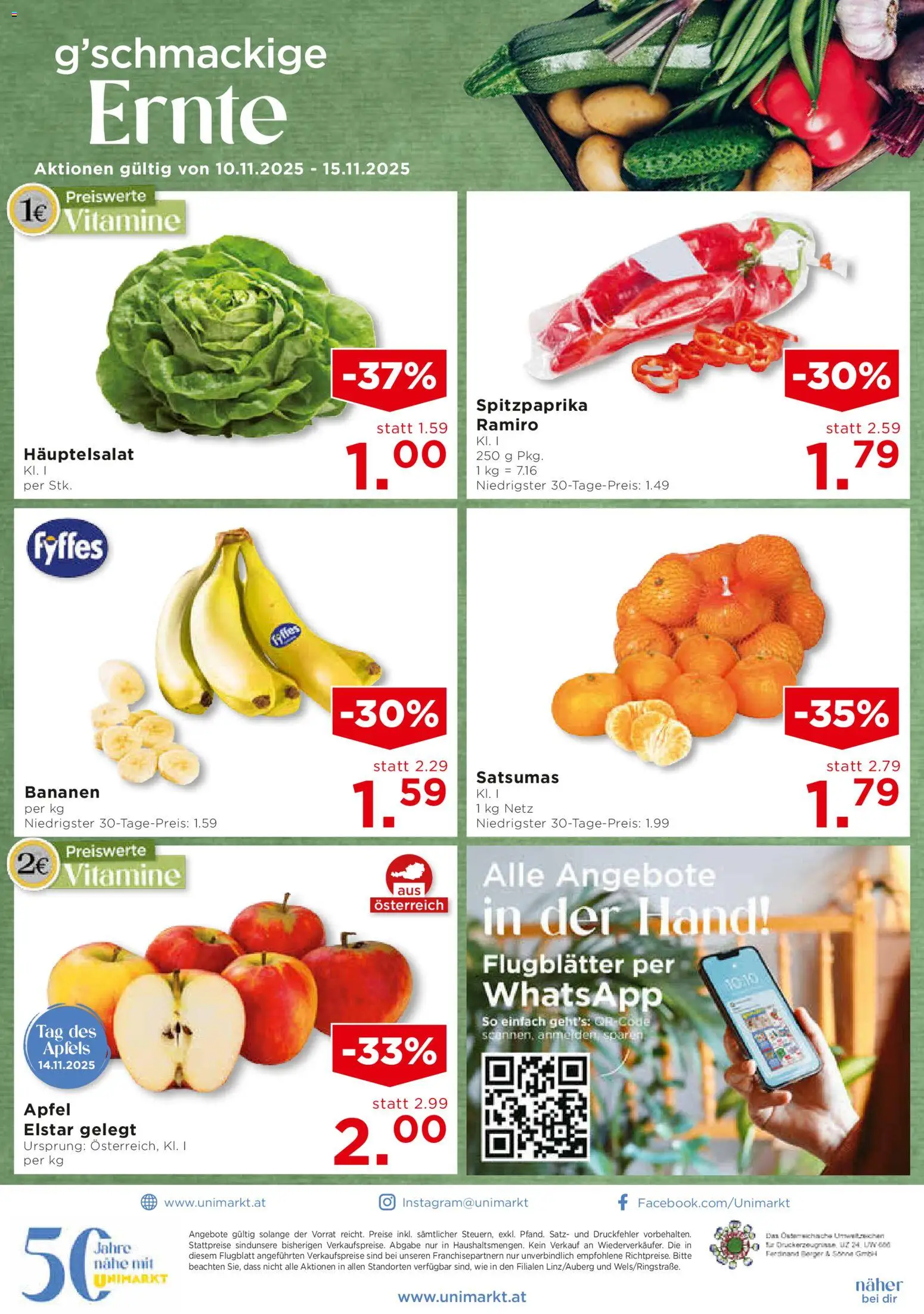 Unimarkt Steiermark gültig ab 12.11.2025 | Seite: 12 | Produkte: Äpfel, Bananen