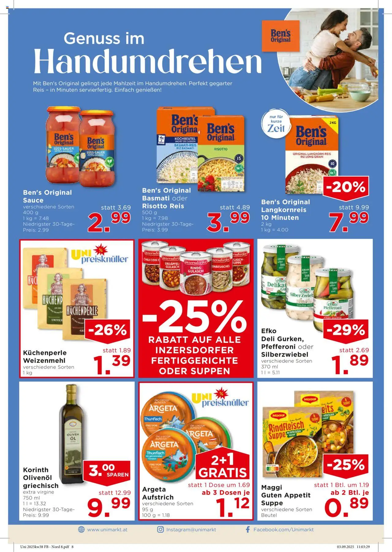 Unimarkt Nord gültig ab 17.09.2025 | Seite: 10 | Produkte: Fertiggerichte, Szeder, Reis, Rindfleisch