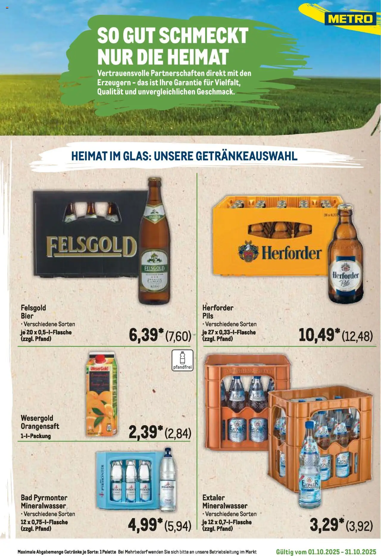 Metro Regionaler Flyer – gültig ab 01.10.2025 | Seite: 19 | Produkte: Bier, Bad, Pils, Mineralwasser
