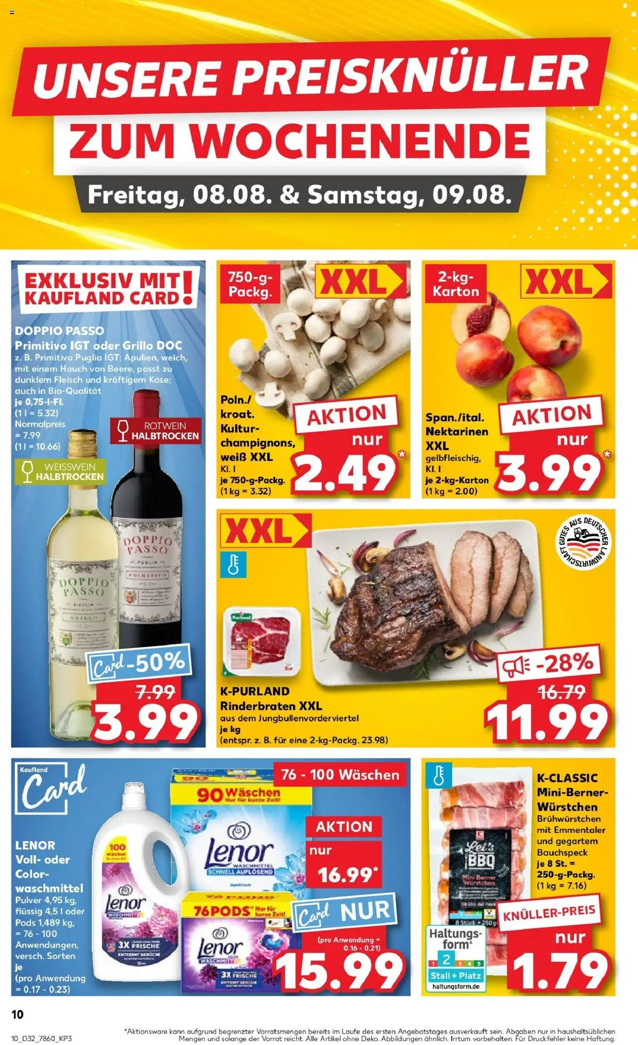 Kaufland prospekt Rheinfelden (Baden)	 - gültig ab dem 07.08.2025 | Seite: 10 | Produkte: Lenor, Nektarinen, Rotwein, Doppio passo primitivo