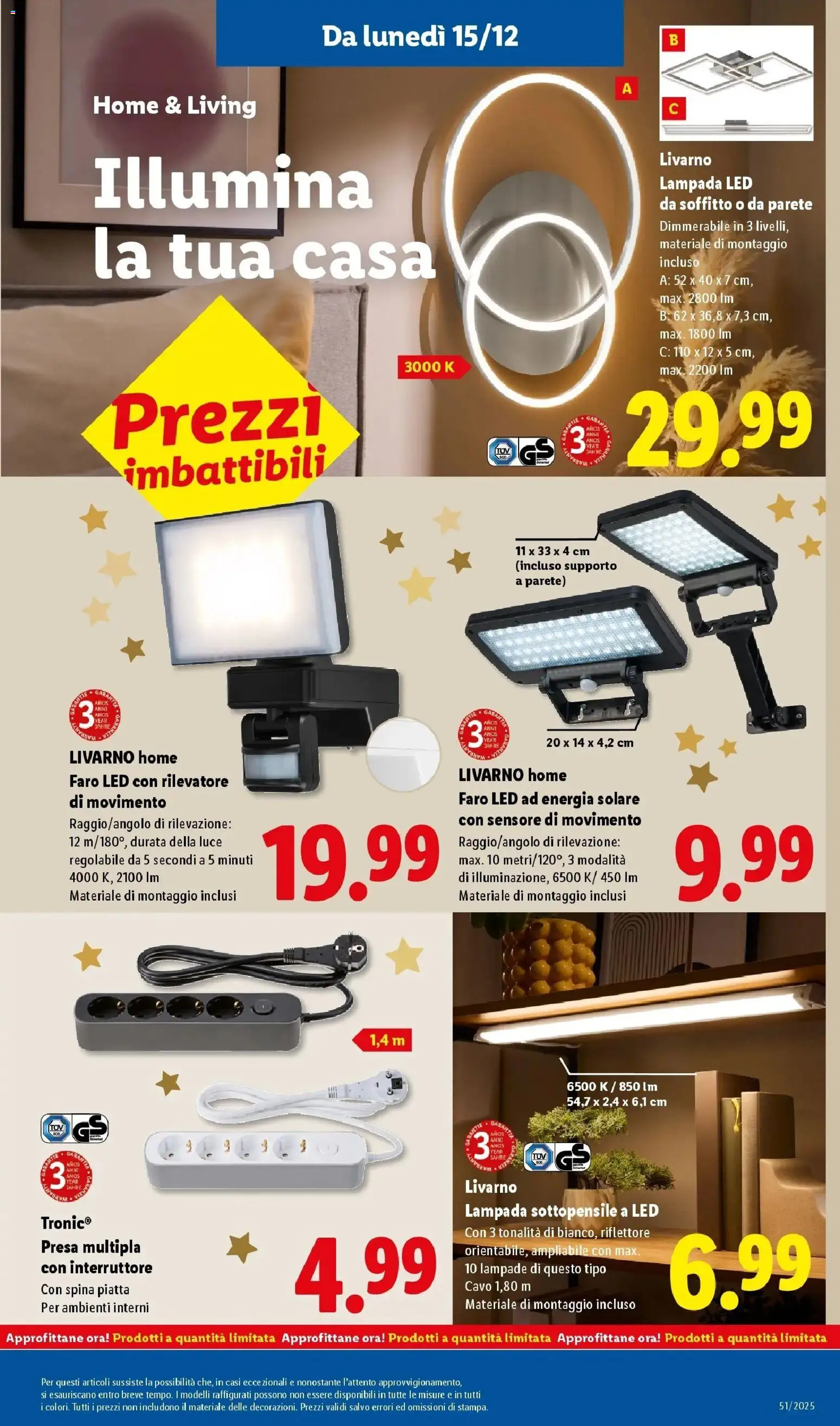 Volantino Lidl del 14.12.2025 | Pagina: 43 | Prodotti: Presa multipla, Cavo, Presa, Lampada