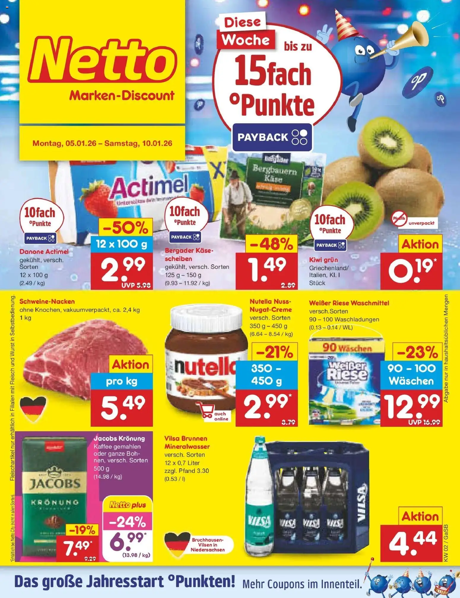Netto Marken-Discount - Netto: Wochenangebote – gültig ab 04.01.2026 | Seite: 1 | Produkte: Actimel, Waschmittel, Wurst, Fleisch