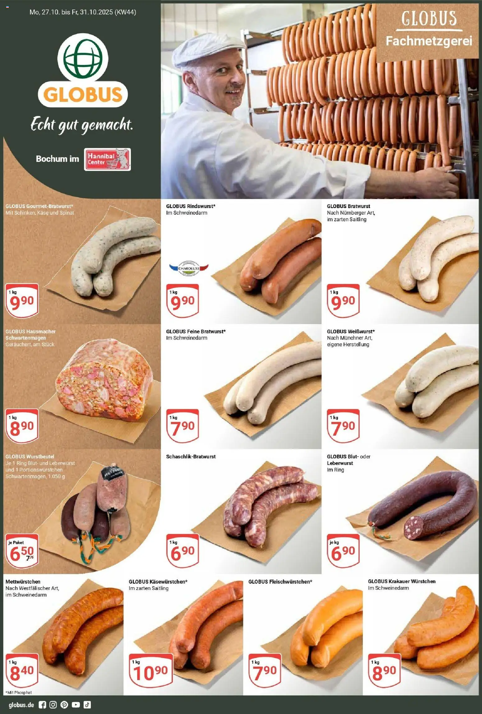 Globus prospekt Bochum-Riemke	 – gültig ab 26.10.2025 | Seite: 1 | Produkte: Käse, Bratwurst