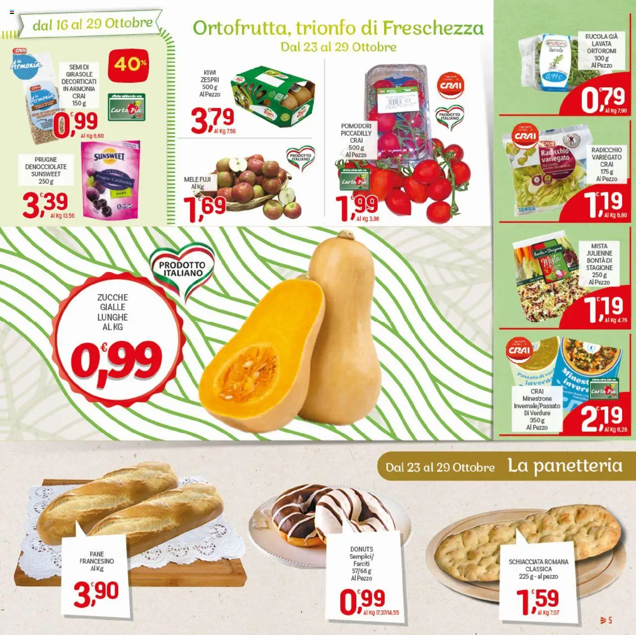 Volantino CRAI del 16.10.2025 | Pagina: 5 | Prodotti: Rucola, Kiwi, Verdure, Pomodori