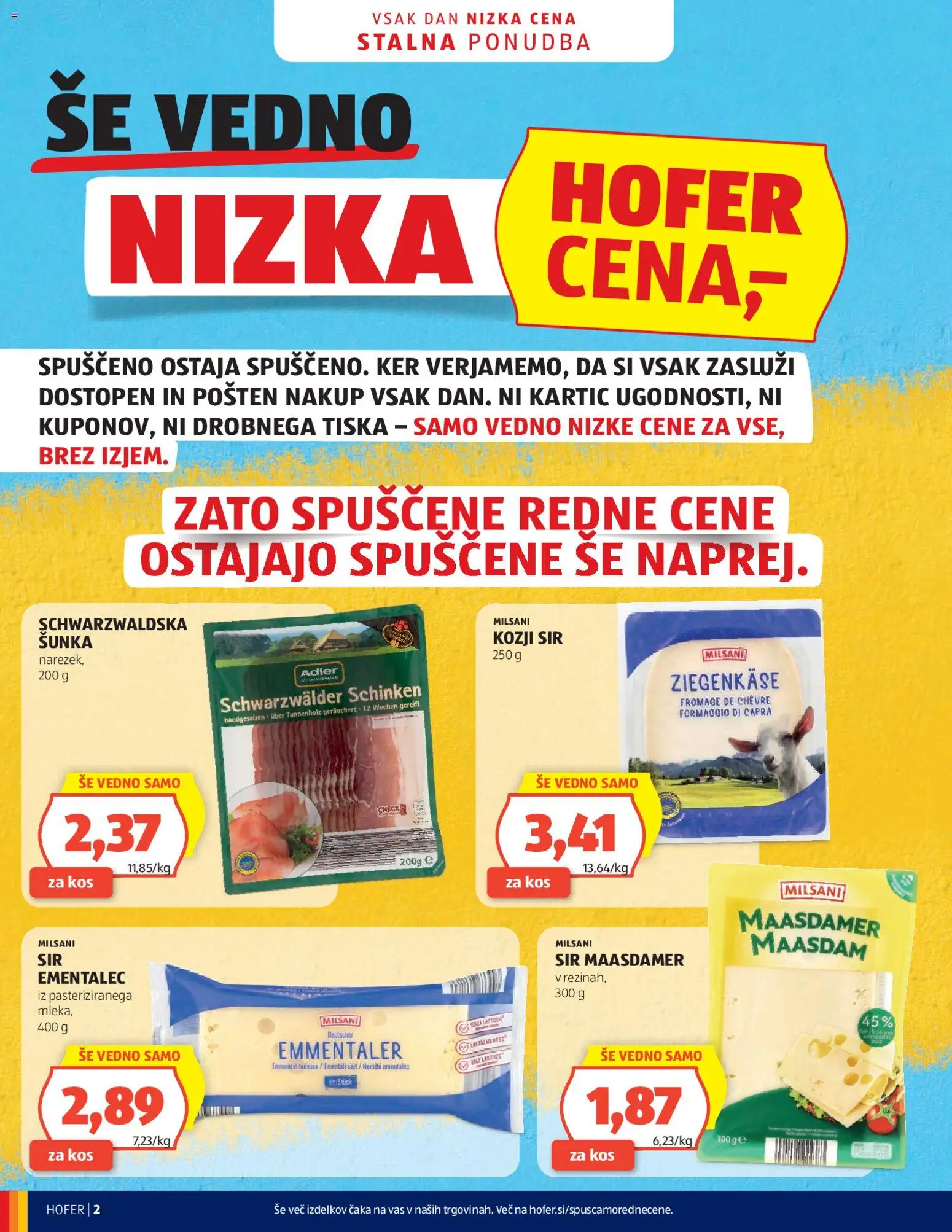 Novi Hofer katalog ponudbe – veljaven od 15.04.2026 | Stran: 2 | Izdelki: Ementalec, Kos, Sir, Sunka