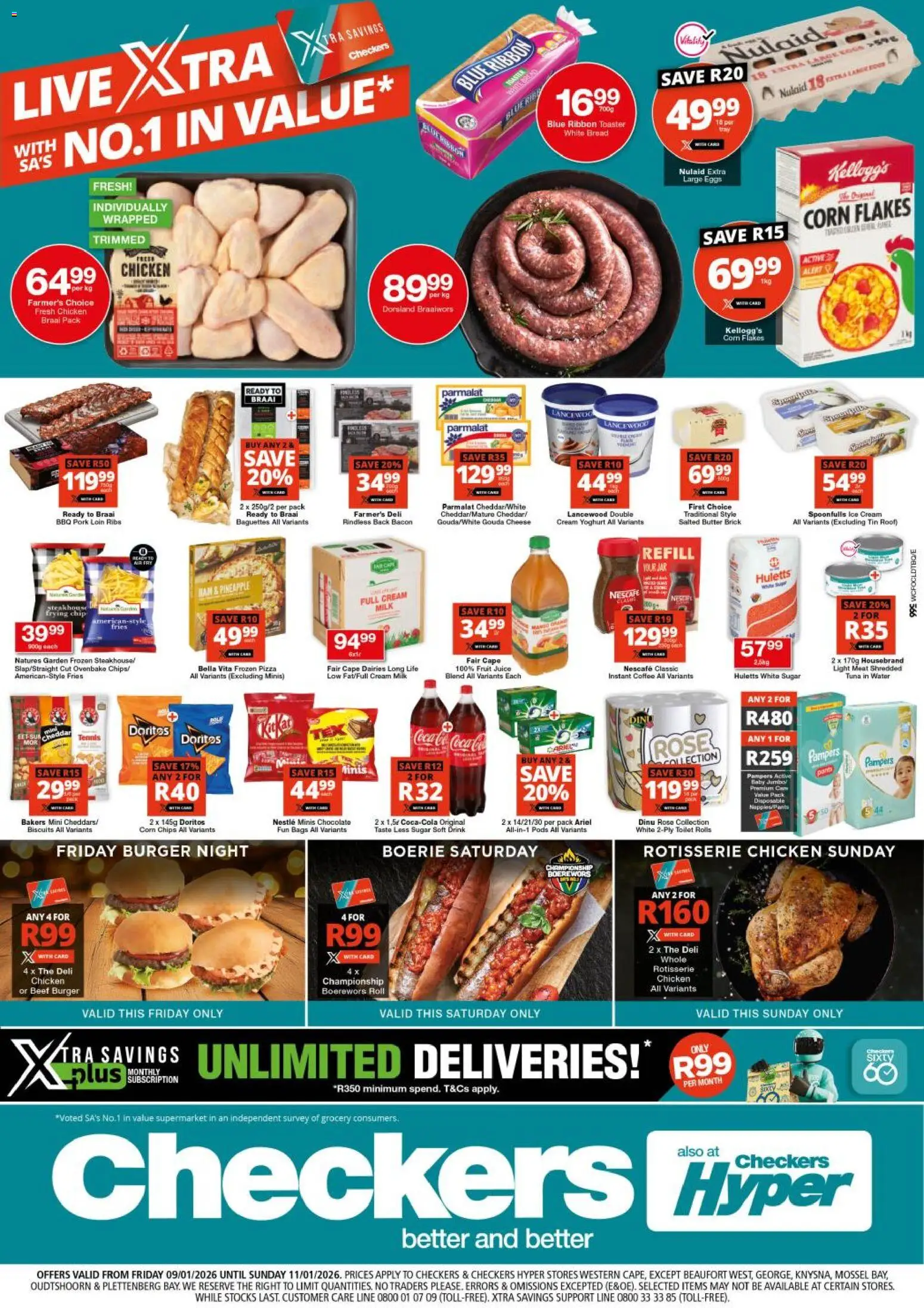 New Checkers catalogue – valid from 09.01.2026 | Page: 1 | Products: Yoghurt, Boerewors, Light, Water