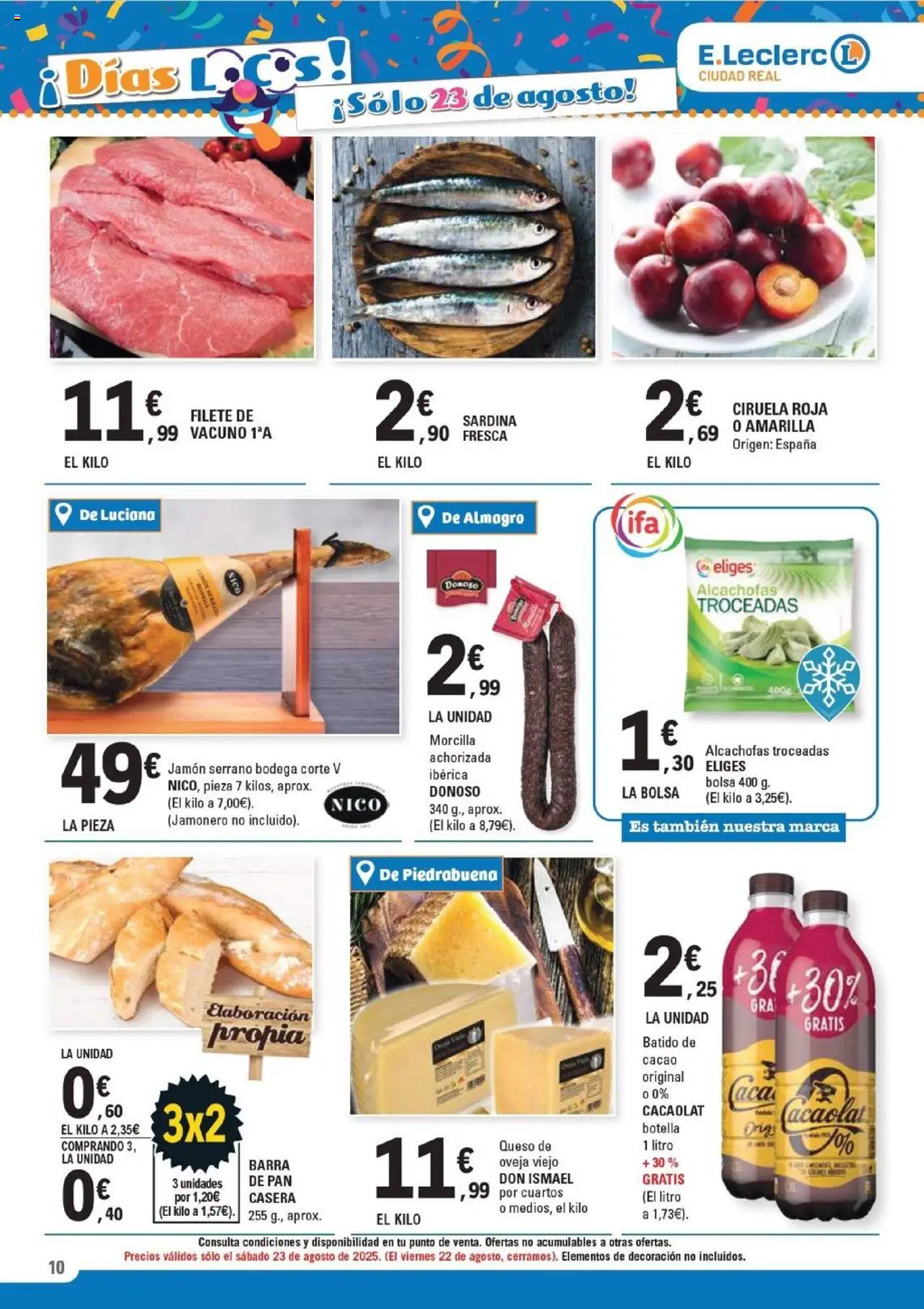 E.Leclerc folleto │ válido desde el 11.08.2025 | Página: 10 | Productos: Queso, Pan, Bolsa, Filete