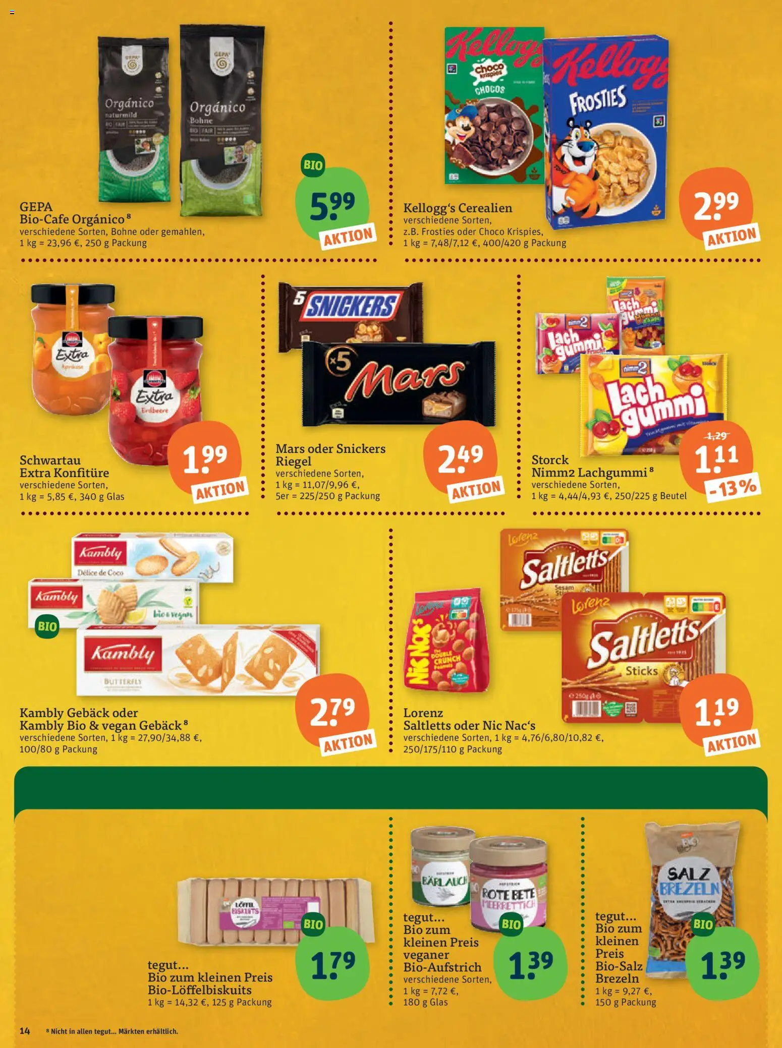 Tegut Prospekt – gültig ab 16.01.2026 | Seite: 16 | Produkte: Kellogg's, Snickers, Mars, Salz