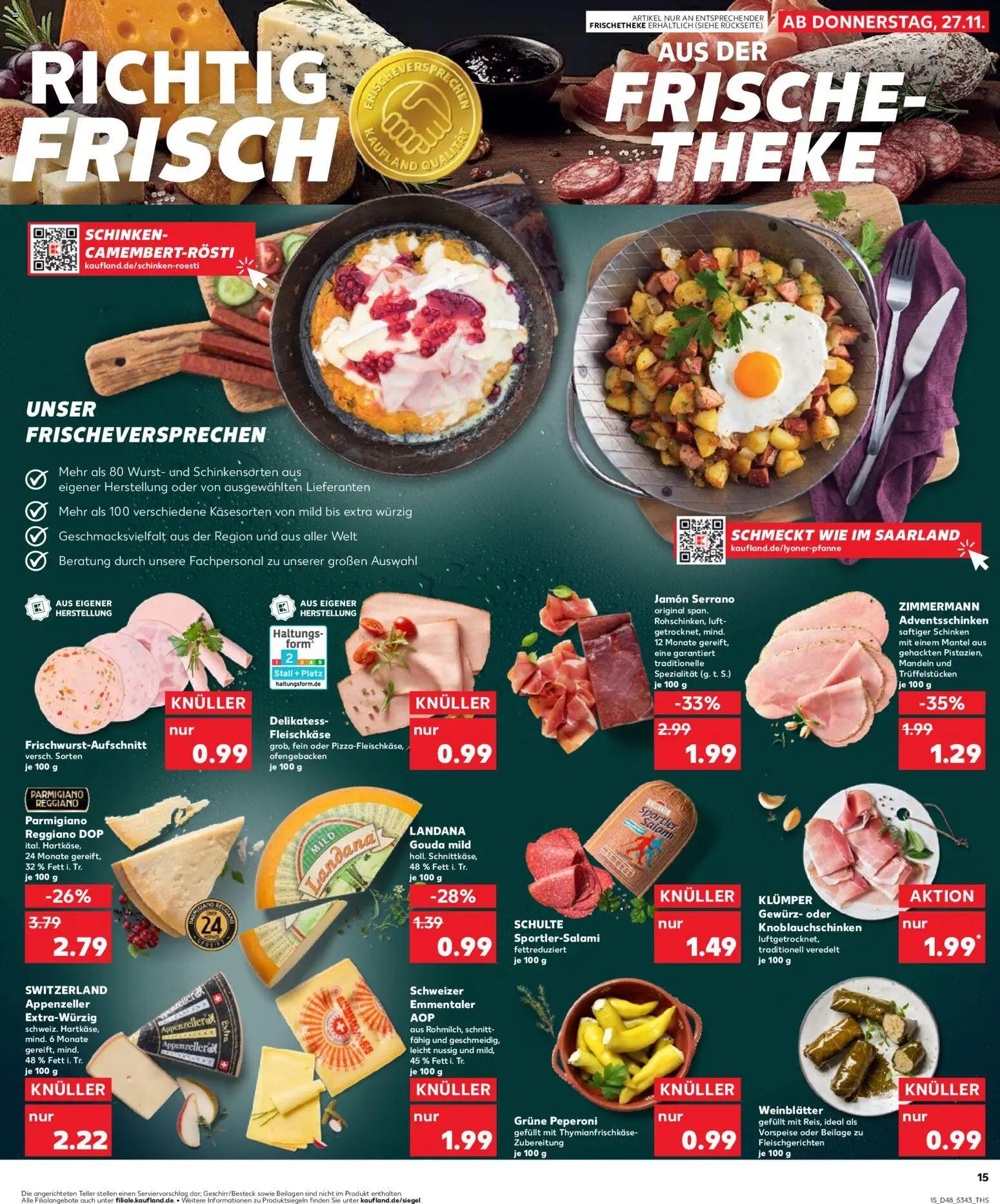 Kaufland prospekt Stuttgart	 – gültig ab 27.11.2025 | Seite: 15 | Produkte: Theke, Wurst, Mantel, Salami