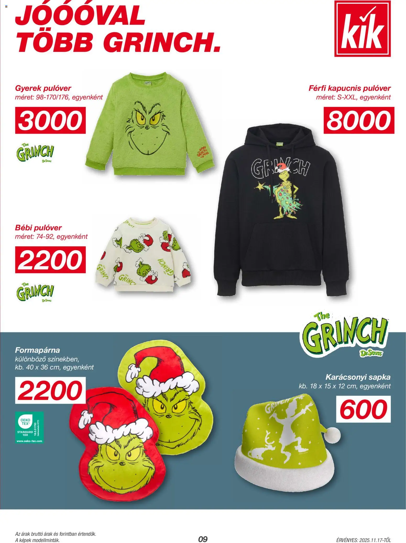 Kik akciós ujság - amely érvényes a következő dátumtól: 17.11.2025 | Oldal: 9 | Termékek: Sapka, Pulóver