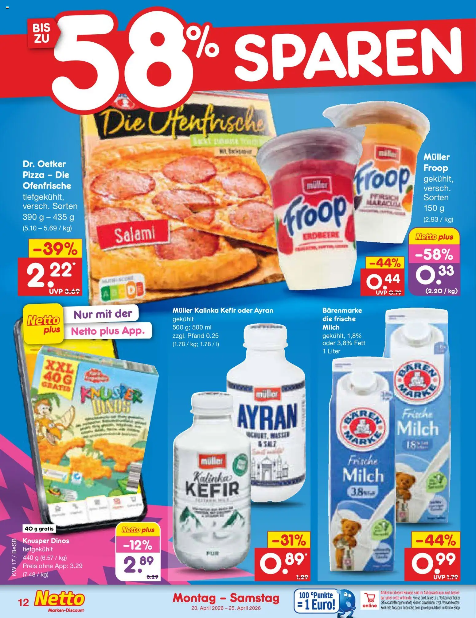 Netto Marken-Discount Prospekt 	 – gültig ab 20.04.2026 | Seite: 14 | Produkte: Froop, Kefir, Milch, Salami