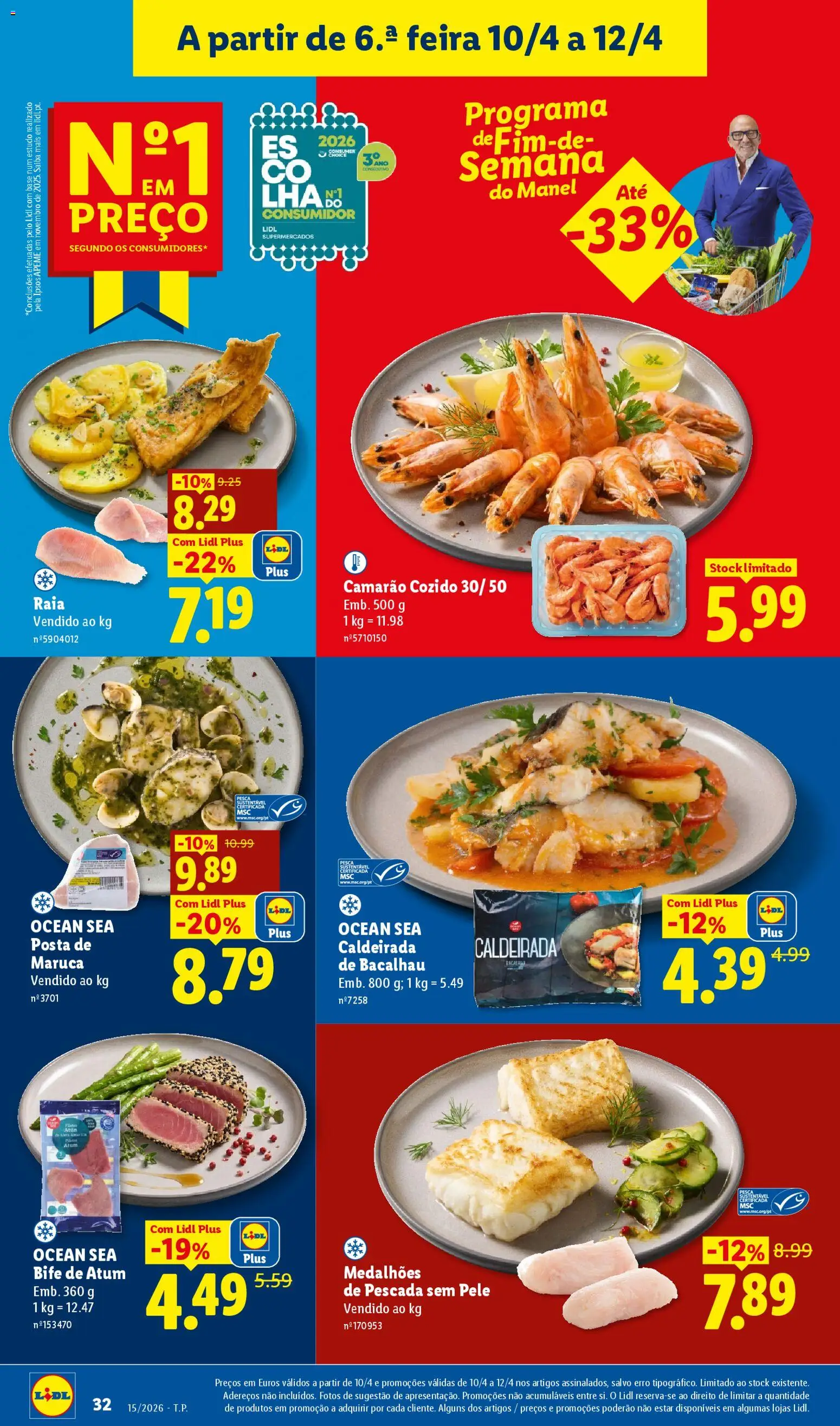 Lidl folheto │ válido de 06.04.2026 | Página: 32 | Produtos: Bacalhau, Pescada, Camarão, Base