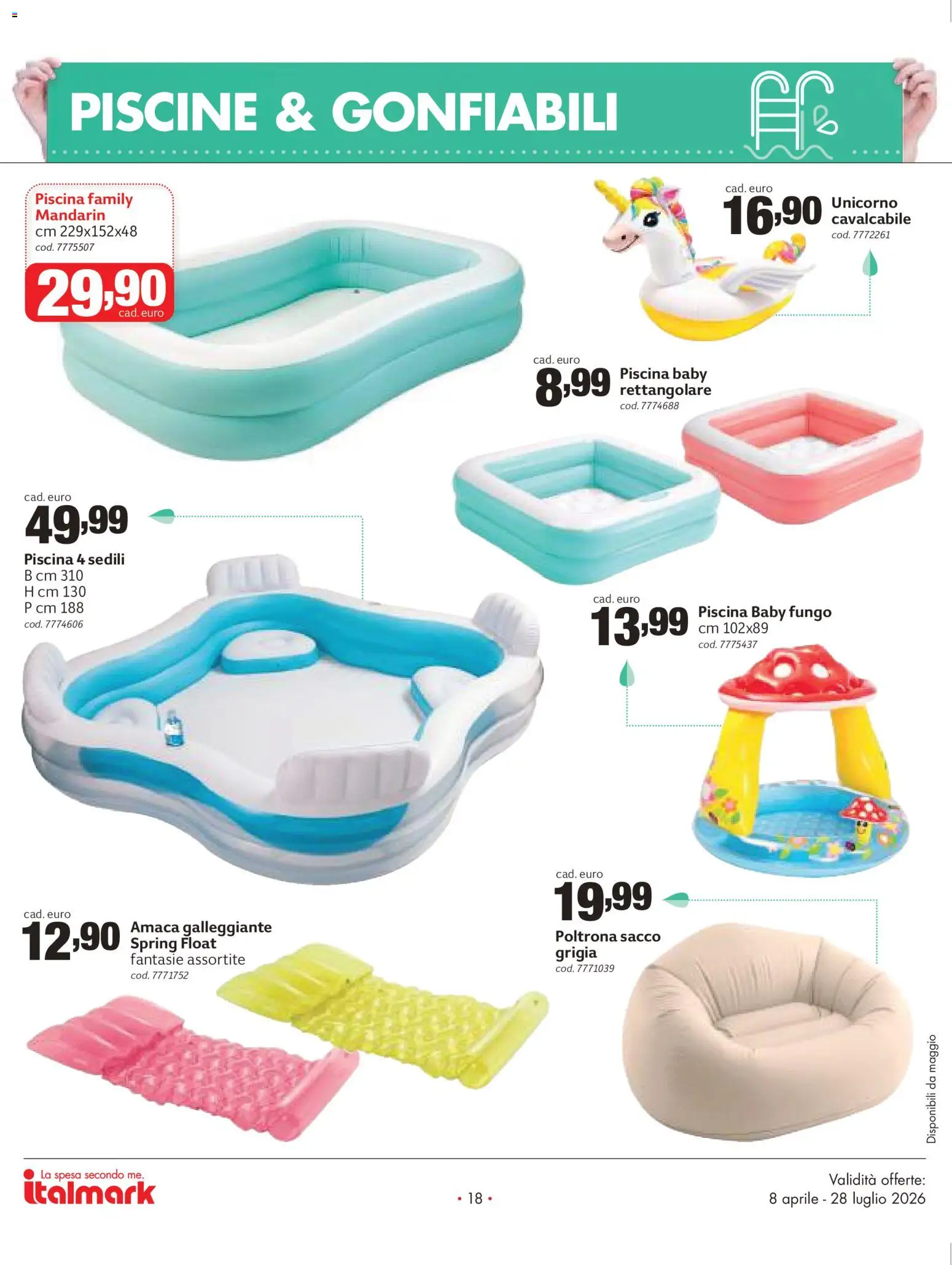 Volantino Italmark del 08.04.2026 | Pagina: 18 | Prodotti: Amaca, Piscina, Poltrona