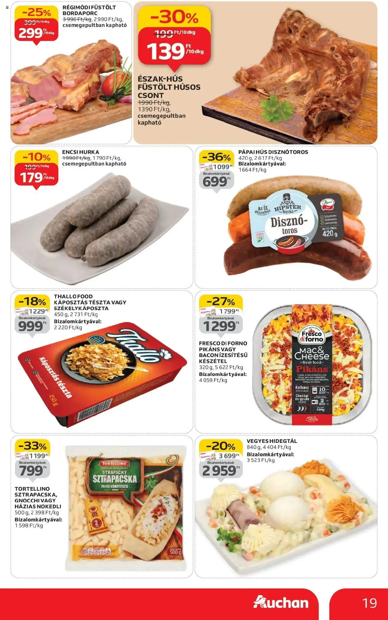 Auchan akciós ujság - amely érvényes a következő dátumtól: 16.10.2025 | Oldal: 19 | Termékek: Kolbász, Gouda, Hurka, Cheddar