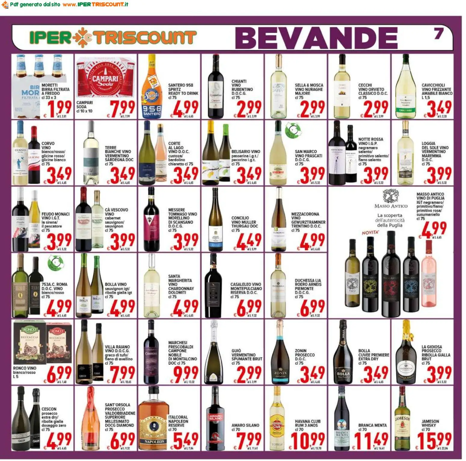 Volantino Ipertriscount del 17.04.2026 | Pagina: 7 | Prodotti: Prosecco, Menta, Pecorino, Amaro