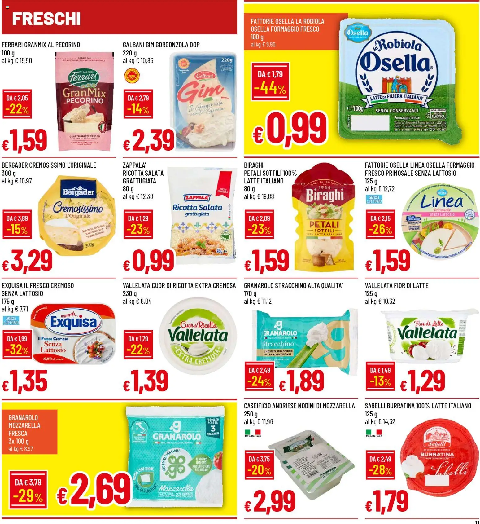 Volantino Galassia del 23.04.2026 | Pagina: 11 | Prodotti: Mozzarella, Formaggio, Gorgonzola, Pecorino