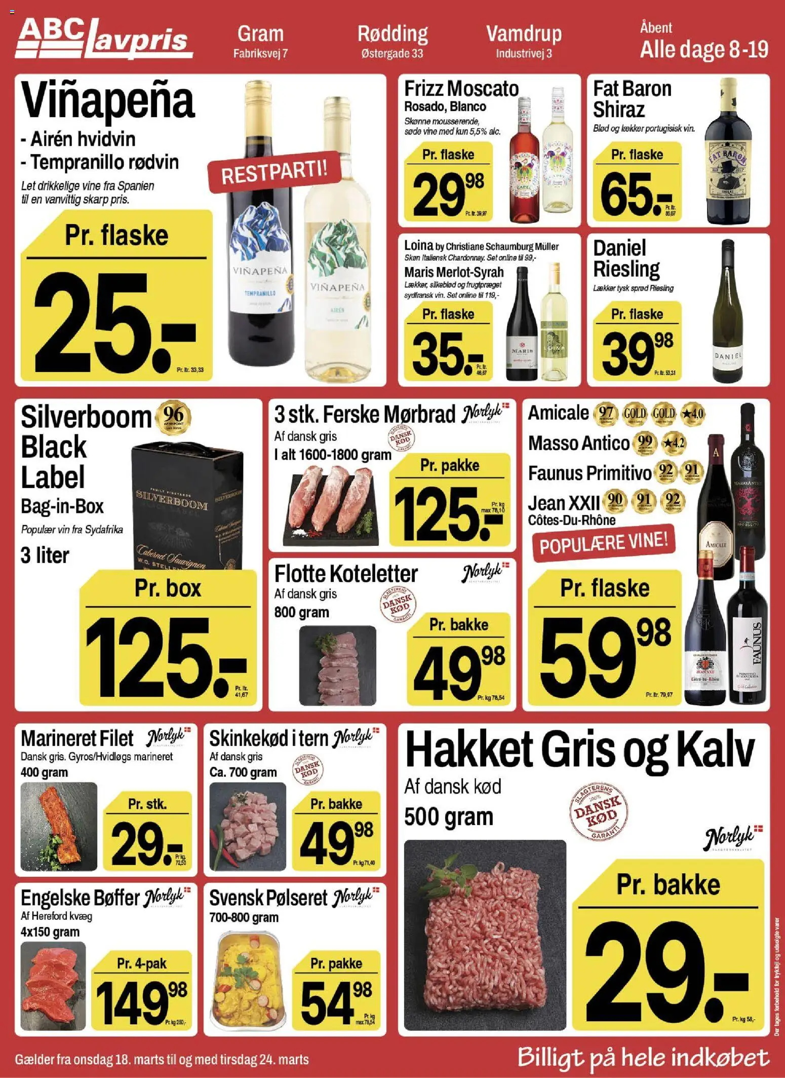 Abc Lavpris tilbudsavis – gyldig fra 18.03.2026 | Side: 5 | Produkter: Vin, Bøffer, Koteletter