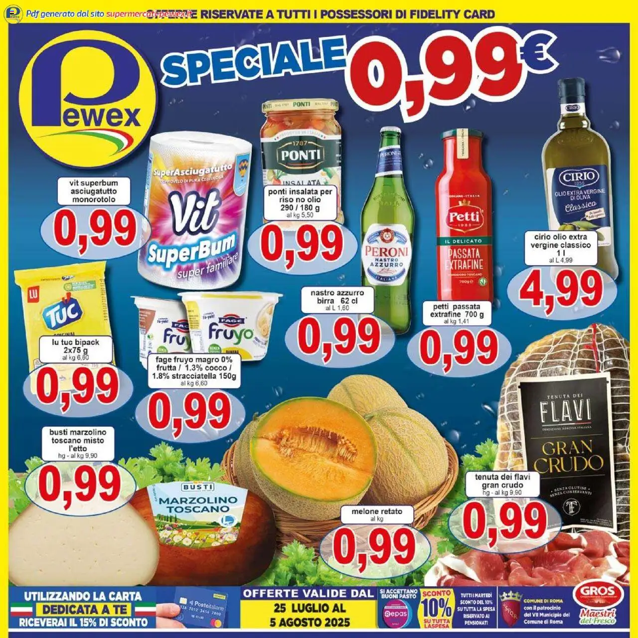 Volantino Pewex del 25.07.2025 | Pagina: 1 | Prodotti: Riso, Insalata, Melone, Asciugatutto