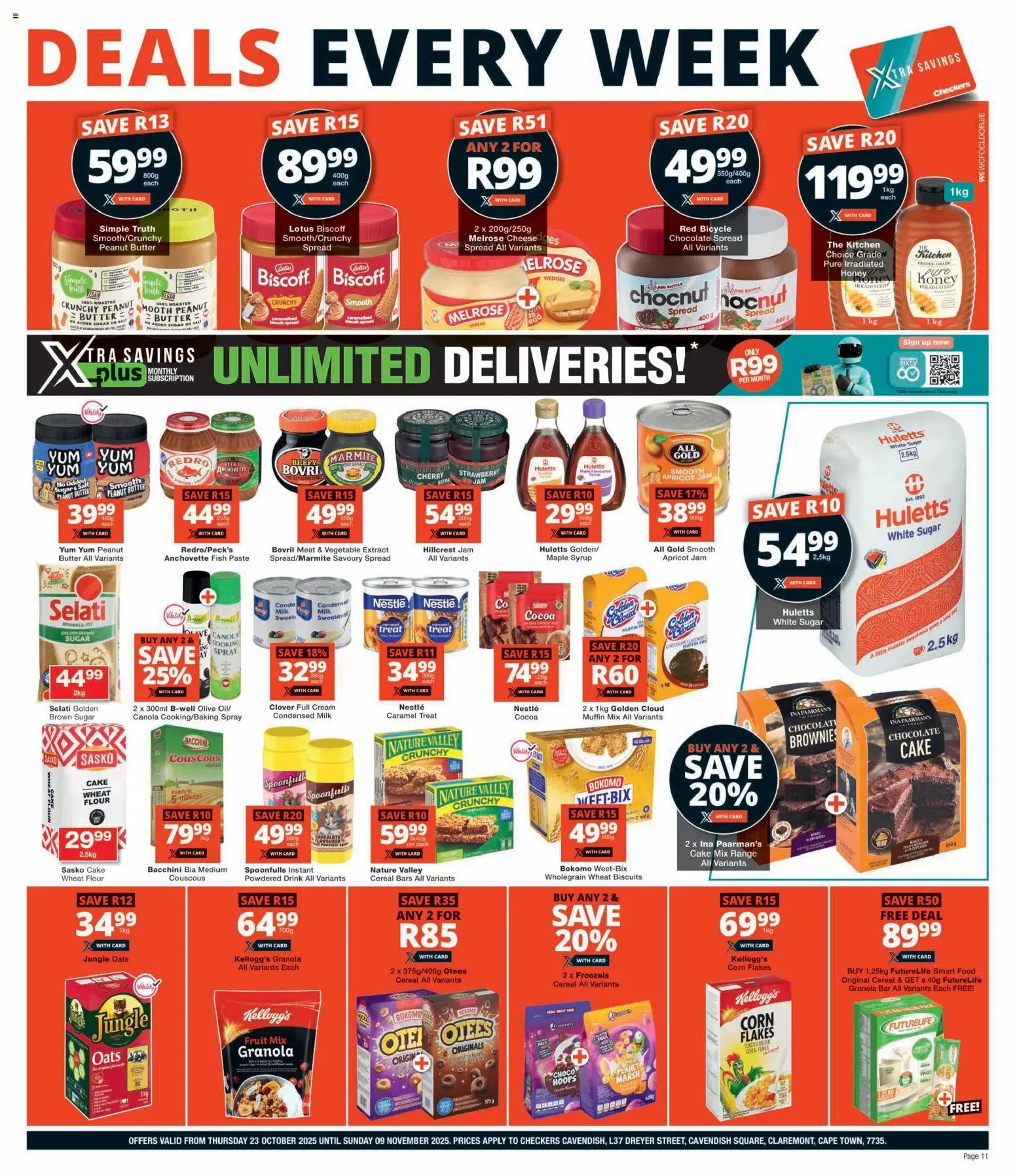 New Checkers catalogue – valid from 23.10.2025 | Page: 11 | Products: Jam, Flakes, Syrup, Fruit