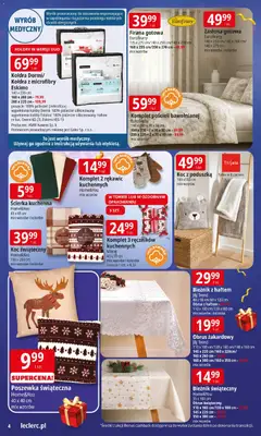 Pogląd oferty "E.Leclerc Gazetka - Prezenty" - ważna od 02.12.2025 | Strona: 4 | Produkty: Poduszka, Koc, Kołdra