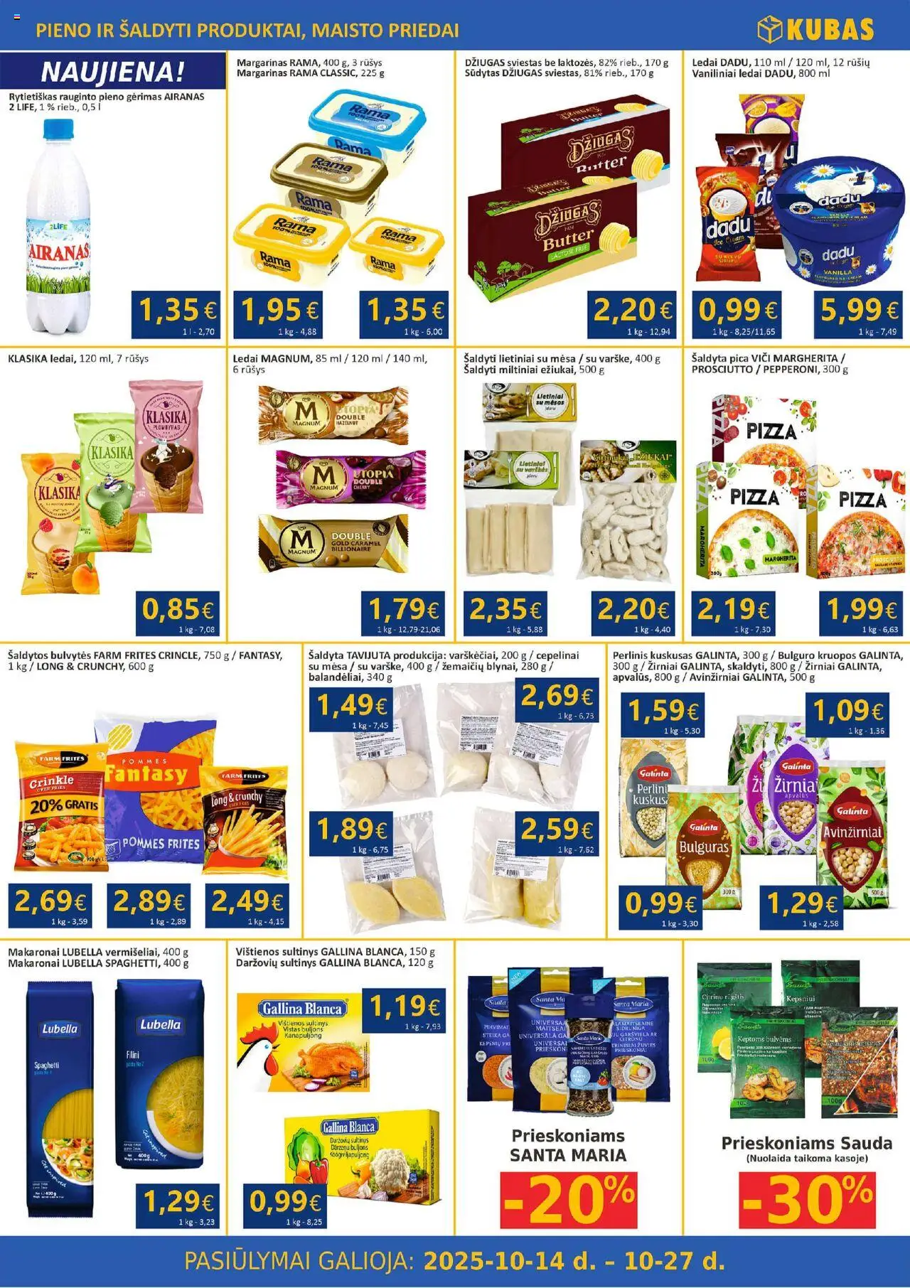 Kubas akcijos nuo 14.10.2025 | Puslapis: 3 | Prekių: Margarinas, Vištienos, Kruopos, Sviestas