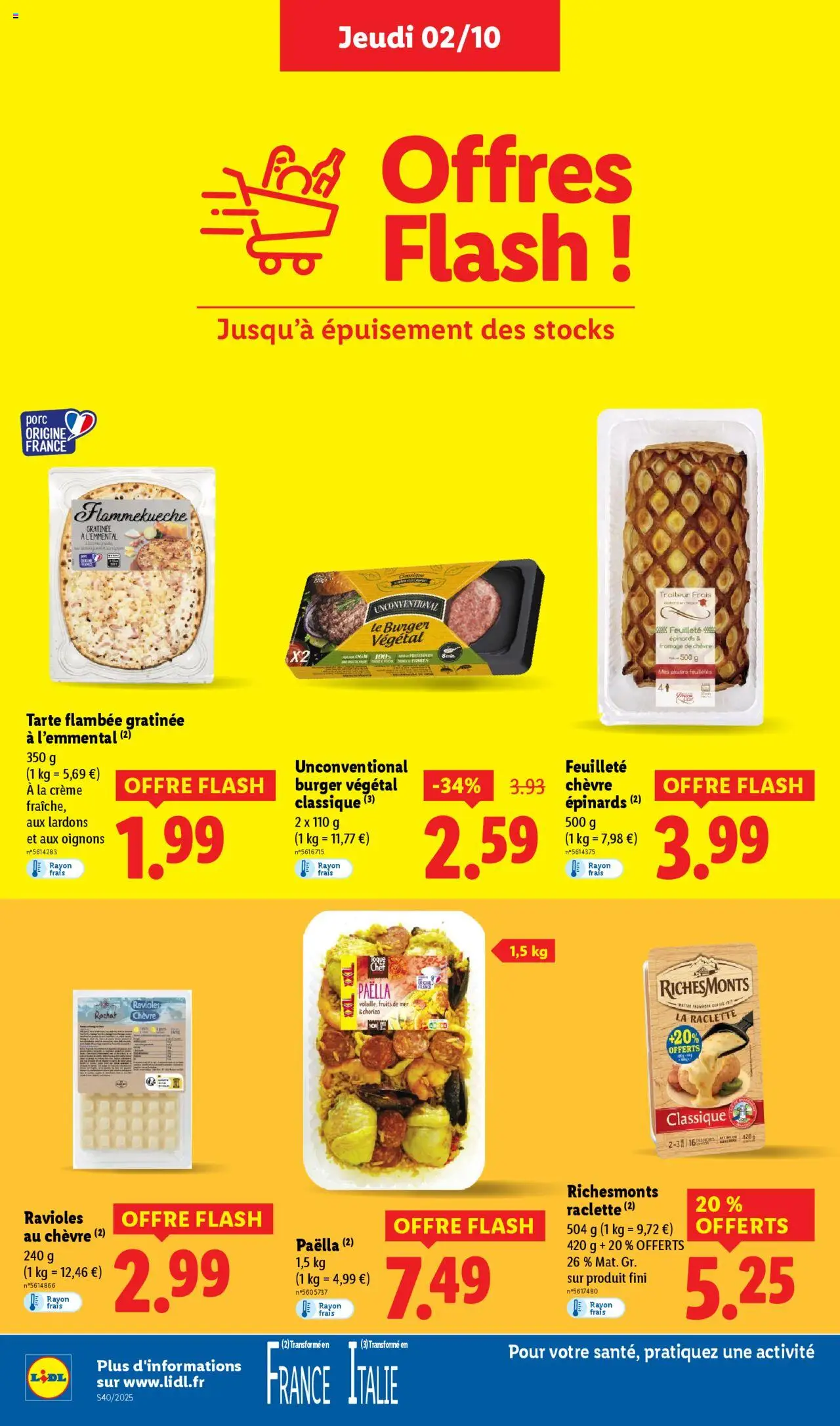  | Page: 16 | Produits: Fruits de mer, Chorizo, Lardons, Raclette