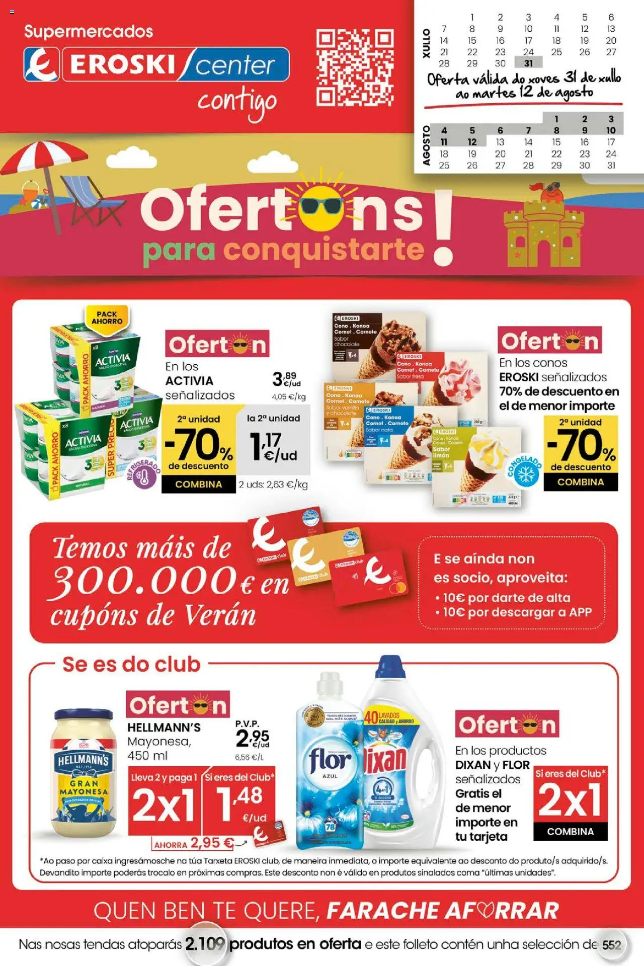Eroski - Ofertons para conquistarte │ válido desde el 31.07.2025 | Página: 1 | Productos: Chocolate, Té, Οθόνη προβολής
