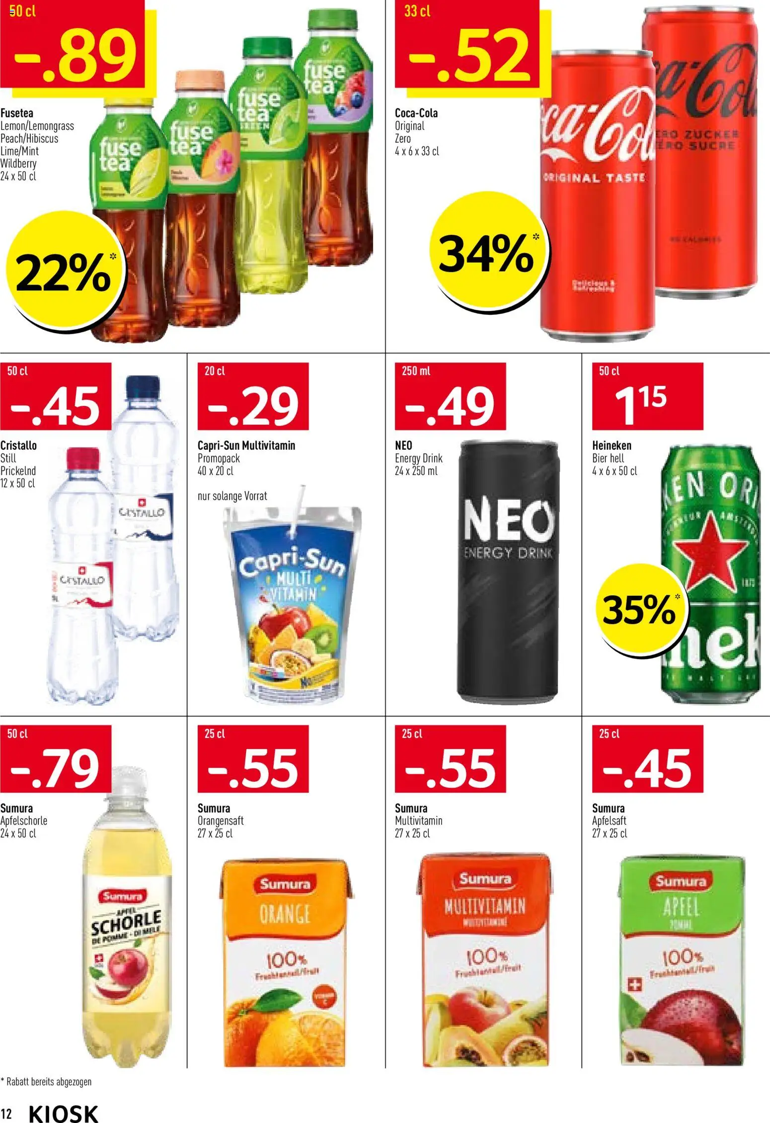 Prodega Aktionen Kiosk – gültig ab 12.01.2026 | Seite: 12 | Produkte: Orangensaft, Bier, Äpfel, Zucker