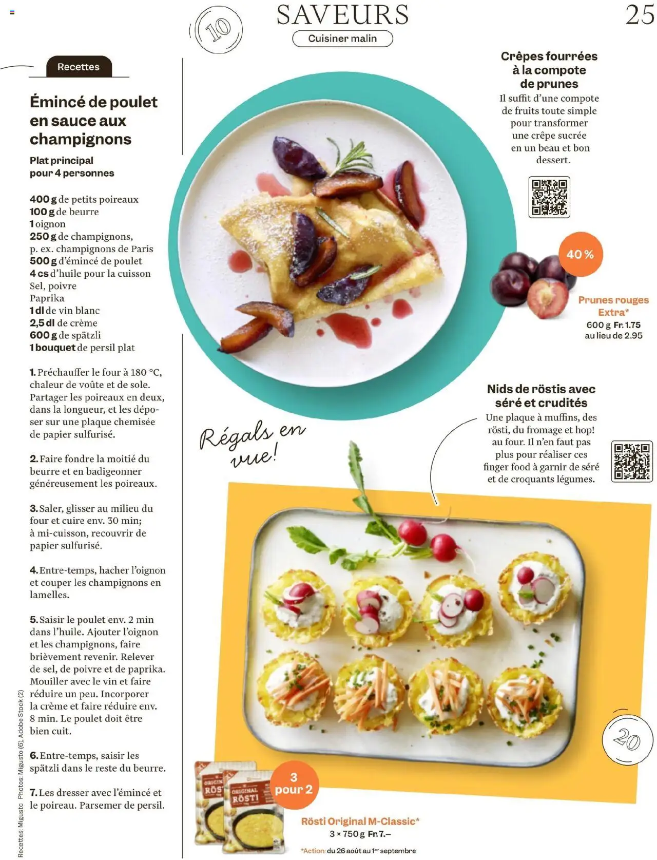 Migros - Magazin FR ab 25.08.2025 | Seite: 25 | Produkte: Champignons, Creme