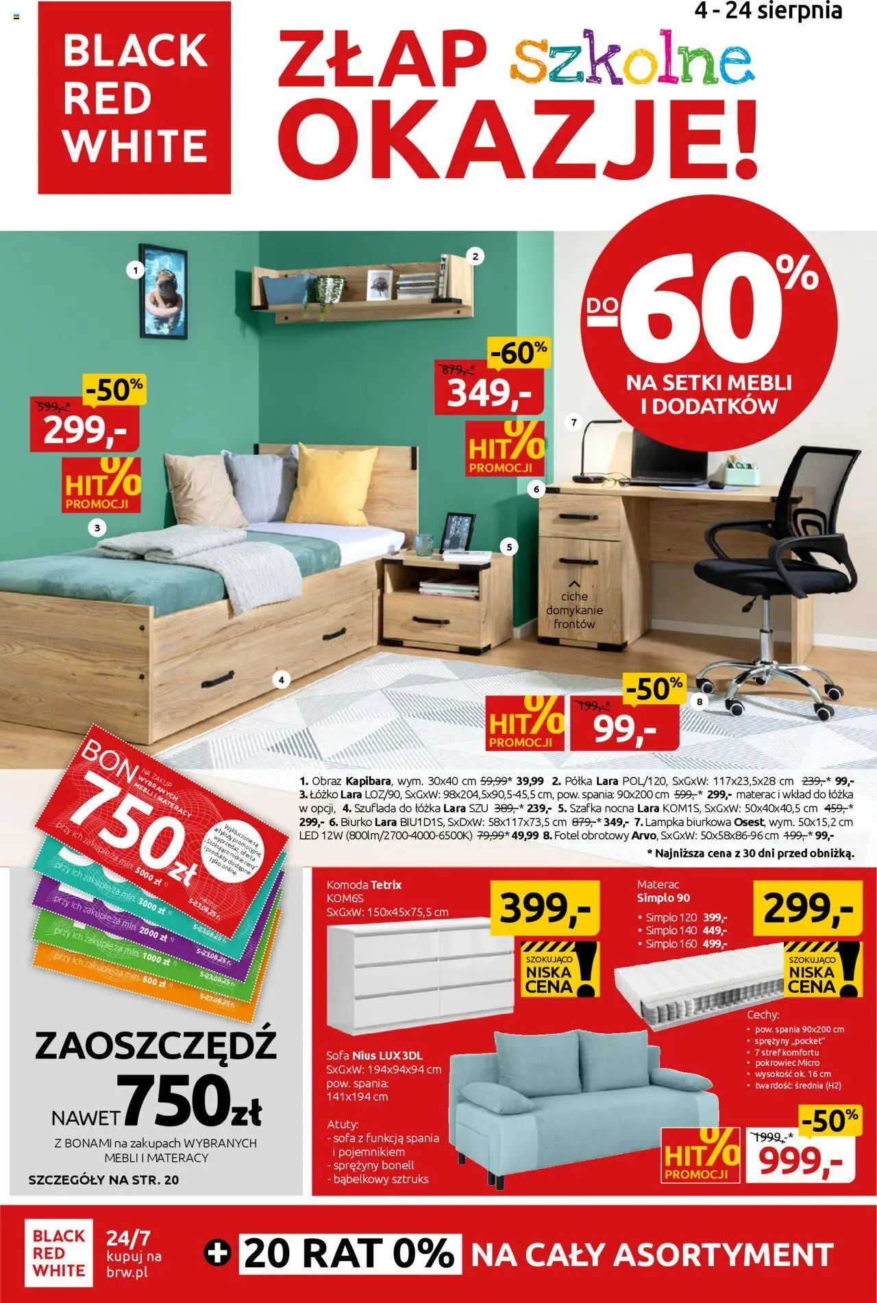 Black Red White promocje od 04.08.2025 | Strona: 1 | Produkty: Łóżko, Fotel, Półka, Lampka biurkowa