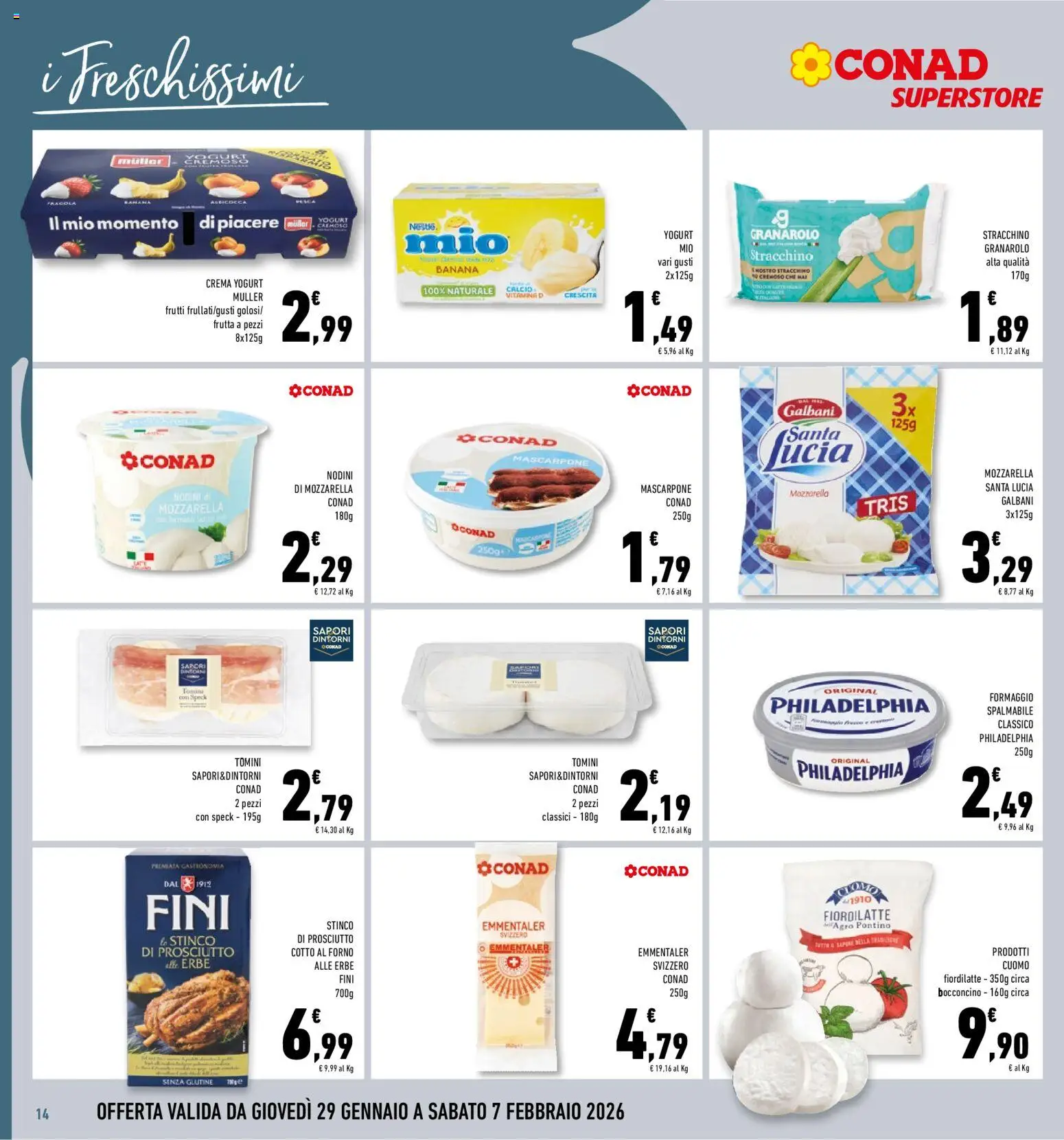 Volantino Conad del 29.01.2026 | Pagina: 14 | Prodotti: Frutta, Mozzarella, Formaggio, Mascarpone