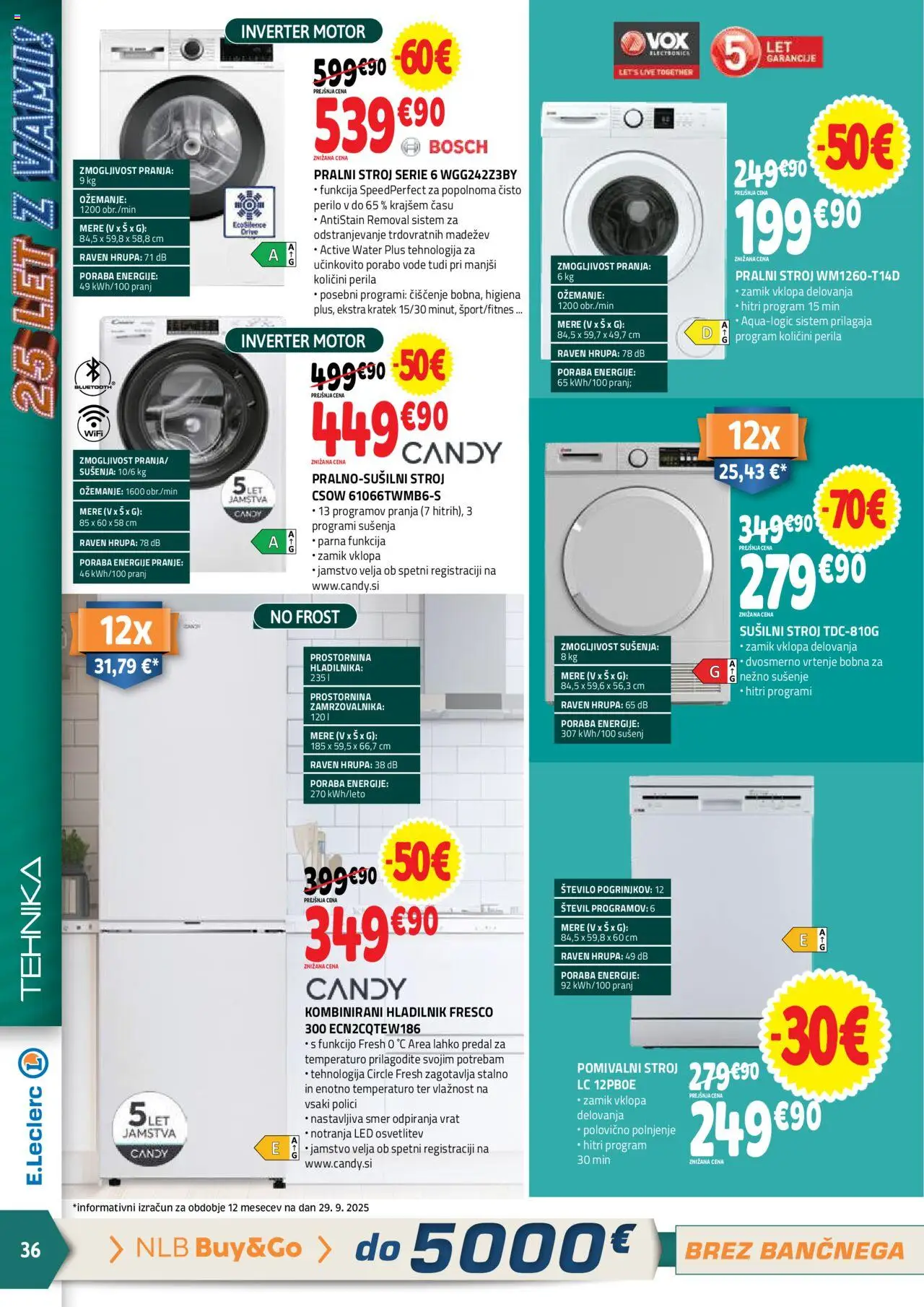 Novi E.leclerc katalog ponudbe – veljaven od 08.10.2025 | Stran: 36 | Izdelki: Hladilnik, Pralni stroj, Susilni stroj, Pomivalni stroj