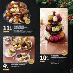 E.Leclerc - Prévisualisation de 36 MACARONS SUR PRÉSENTOIR SAPIN(1)(2)(3), 36 macarons on a tree-shaped display, 6 variétés: Framboise; Chocolat; Citron; Pistache; Café; Vanille, 435 g. valide à partir de 18.11.2025 | Page: 39