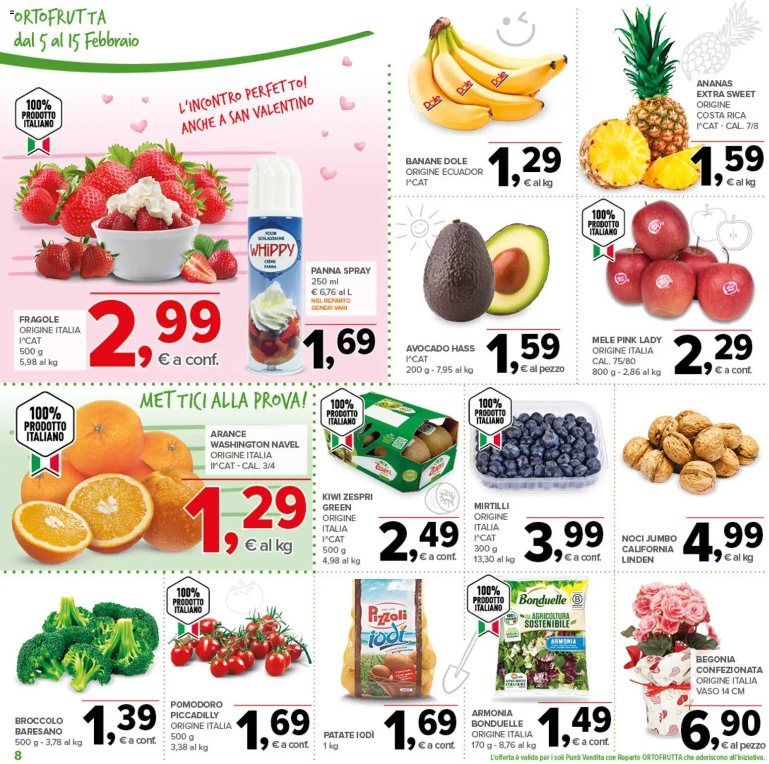 Volantino Todis del 05.02.2026 | Pagina: 8 | Prodotti: Banane, Pomodoro, Noci, Ananas