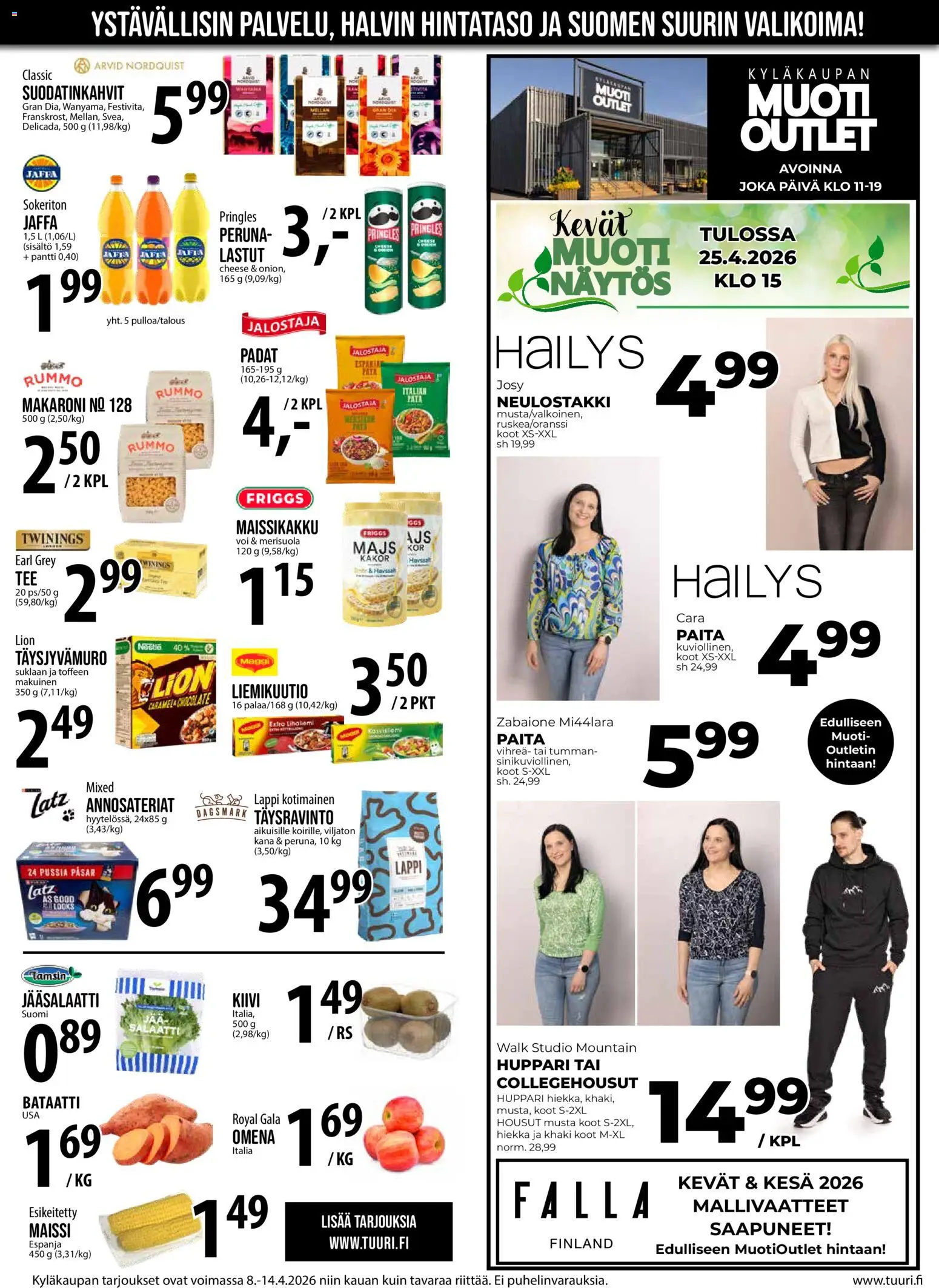 Tuuri tarjoukset – voimassa 08.04.2026 alkaen | Sivu: 8 | Tuotteet: Maissi, Kana, Bataatti, Housut