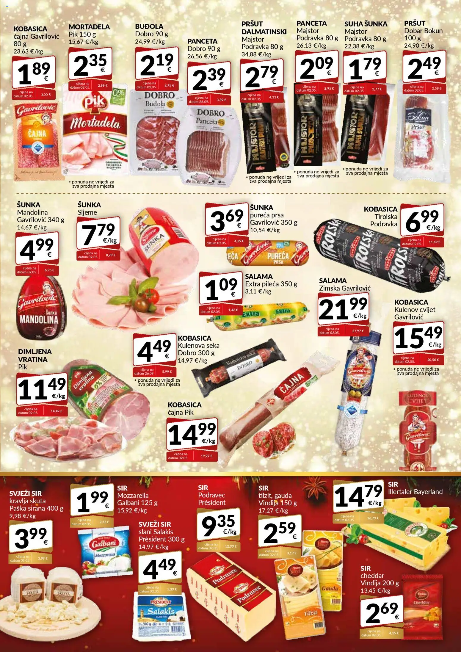 Bakmaz katalog | vrijedi od 18.12.2025 | Stranica: 3 | Proizvodi: Gauda, Sir, Podravka, Panceta