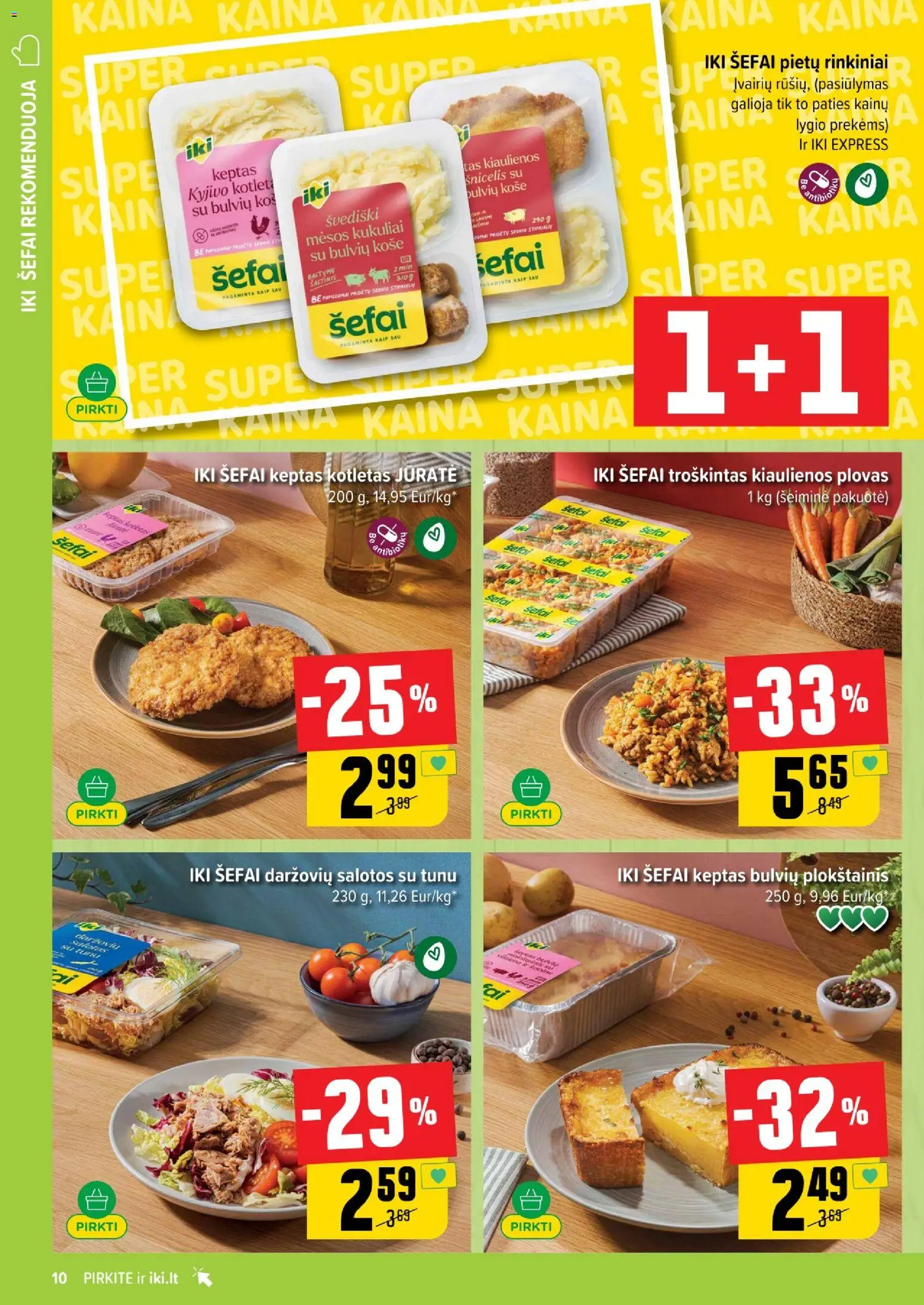 IKI akcijos nuo 26.01.2026 | Puslapis: 10 | Prekių: Salotos, Košė, Kiaulienos, Plokštainis