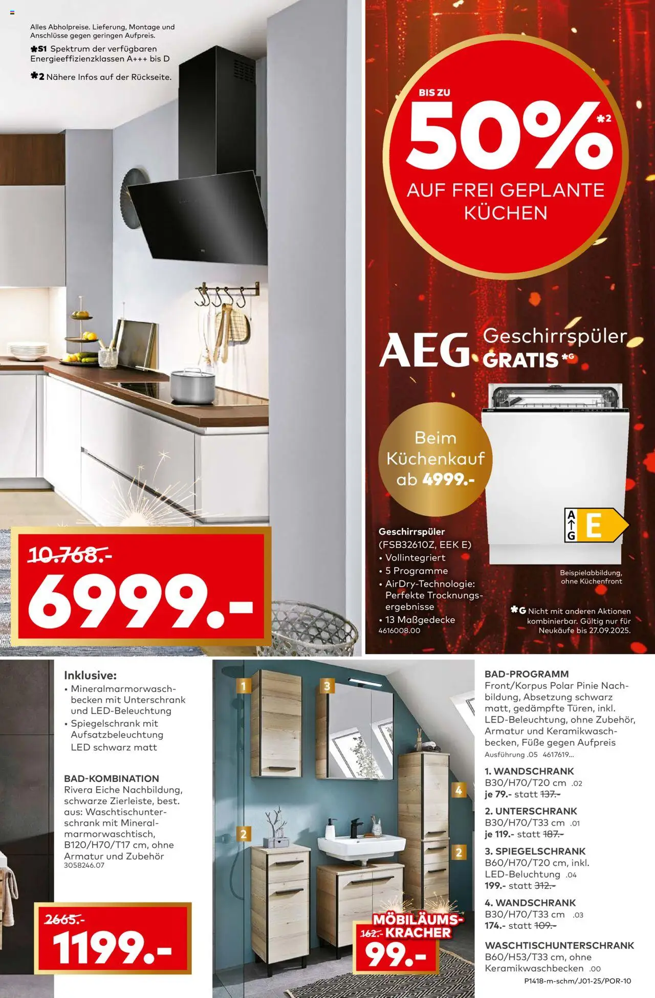 Porta! Mega Möbiläumskracher - Guetersloh – gültig ab 21.09.2025 | Seite: 9 | Produkte: Geschirrspüler, Armatur, Spiegelschrank, Kuchen