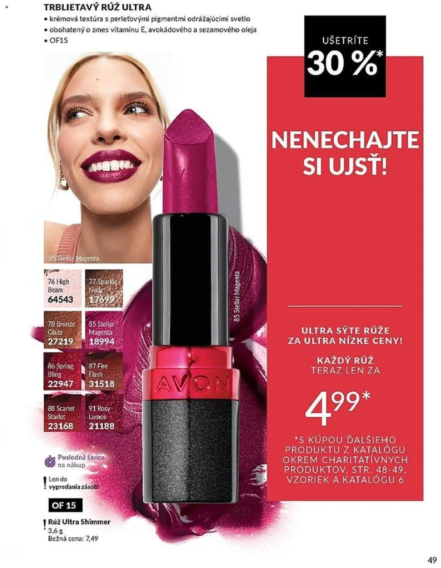 Nové Avon akcie – leták je platný od 01.05.2026 | Strana: 49 | Produkty: Svetlo, Ruže