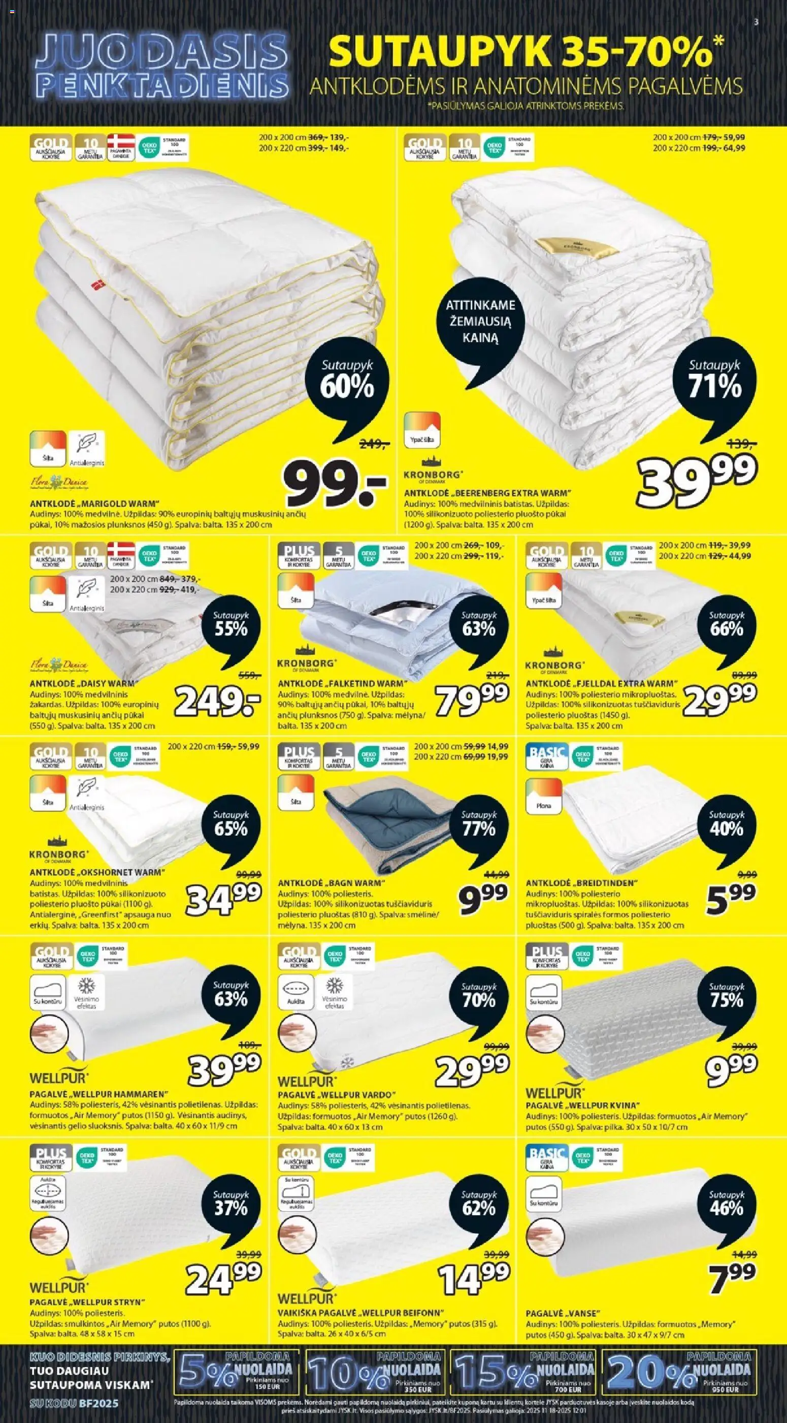 JYSK akcijos nuo 18.11.2025 | Puslapis: 3 | Prekių: Pagalvė, Antklodė