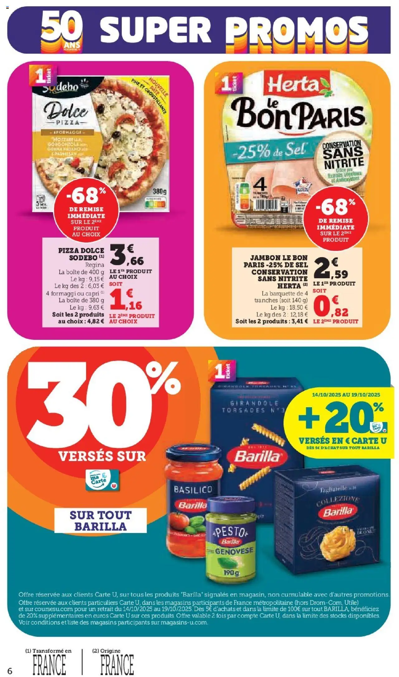{H1} | Page: 6 | Produits: Pesto, Sel, Jambon, Pizza