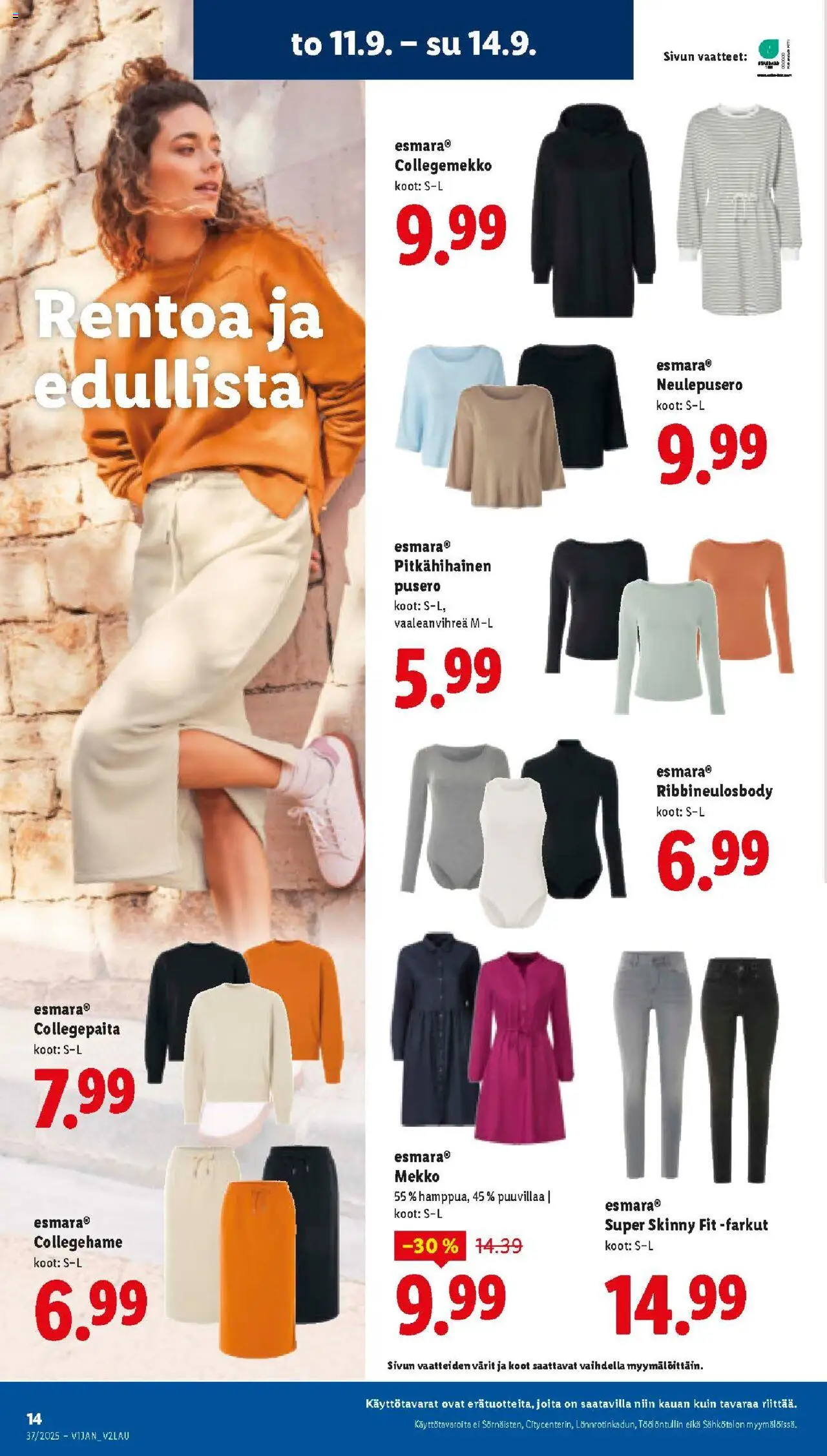 Lidl tarjoukset - Tampere – voimassa 11.09.2025 alkaen | Sivu: 14 | Tuotteet: Vaatteet, Pusero, Mekko, Farkut