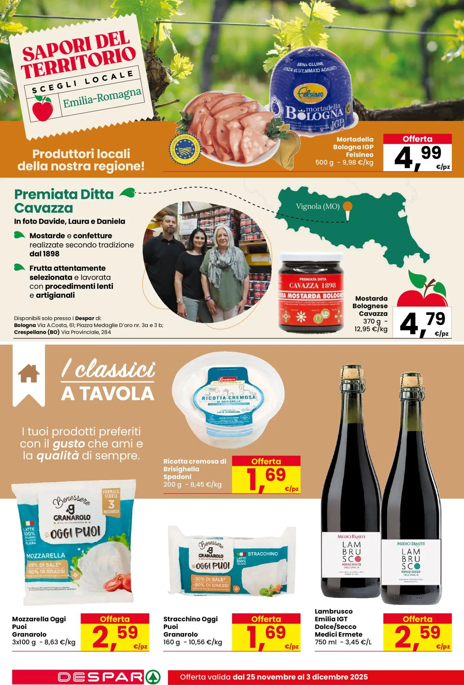 Volantino Despar del 25.11.2025 | Pagina: 12 | Prodotti: Frutta, Latte, Mortadella, Stracchino